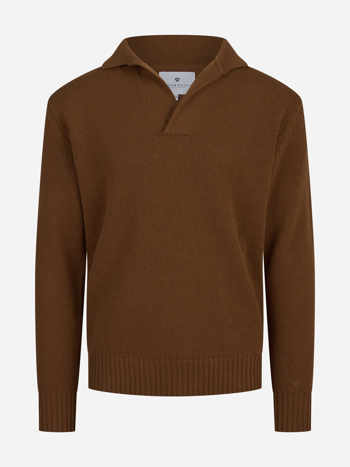 Polo in lana merino marrone - vista frontale