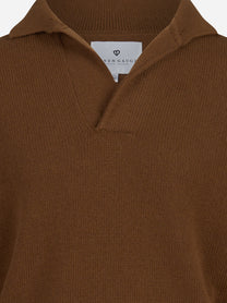 Polo in lana merino marrone - dettaglio del prodotto