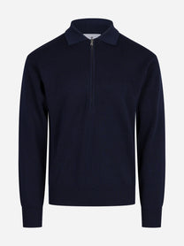 Polo in maglia con zip blu SEVEN GAUGE - vista frontale