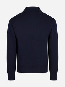 Polo in maglia con zip blu SEVEN GAUGE - vista posteriore