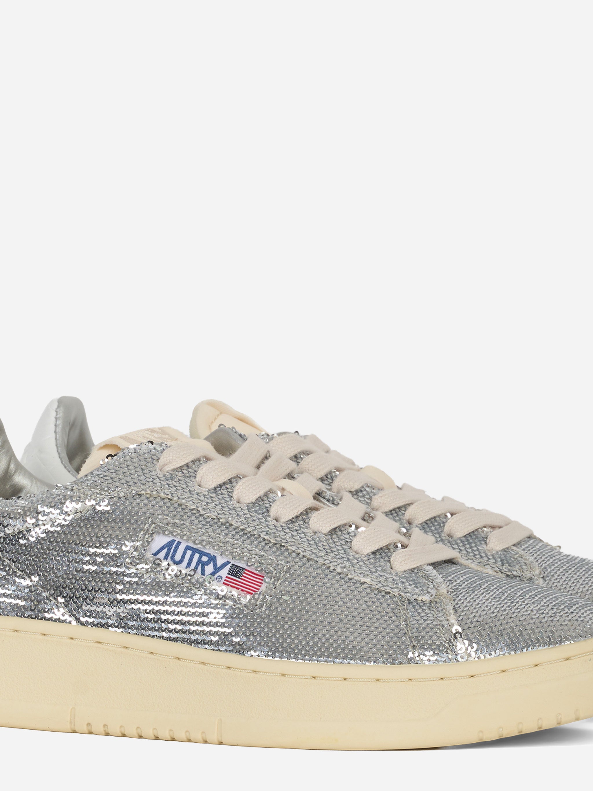 Sneakers Dallas low Sparkling in Pailletes argento