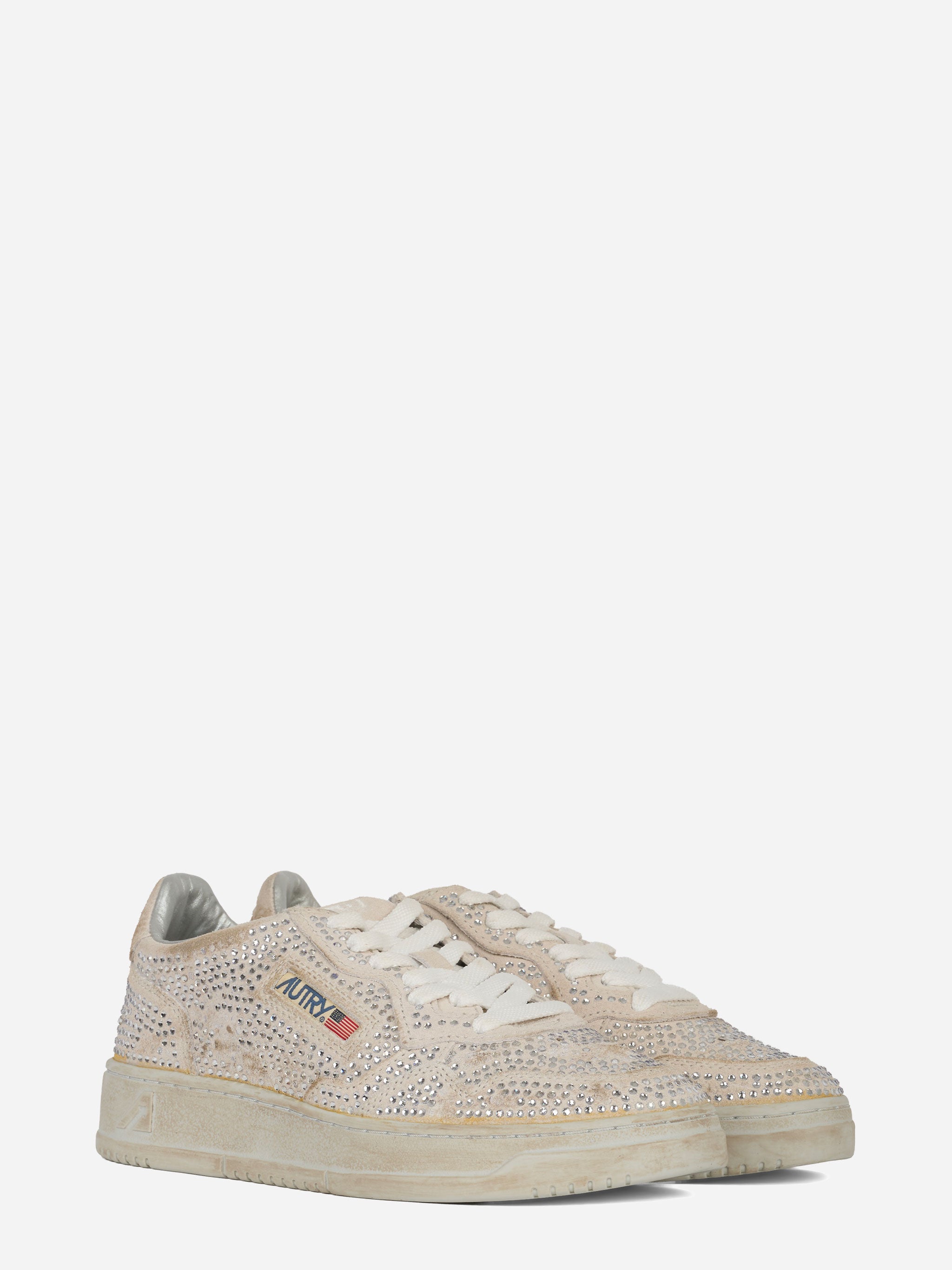 Sneakers Medalist Low Crystal in Micro Strass Biancco