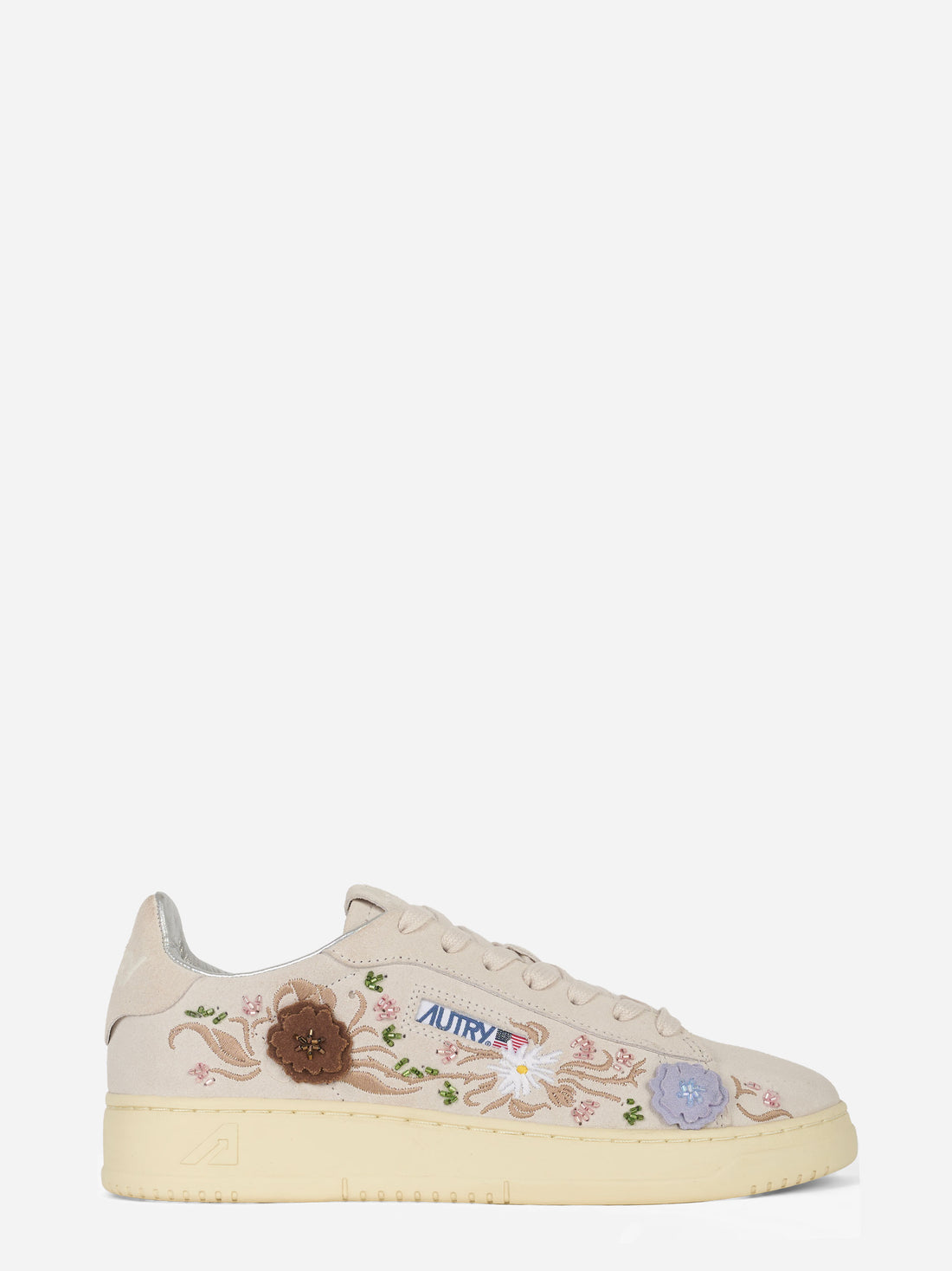 Sneakers Dallas low Floral in suede bianco