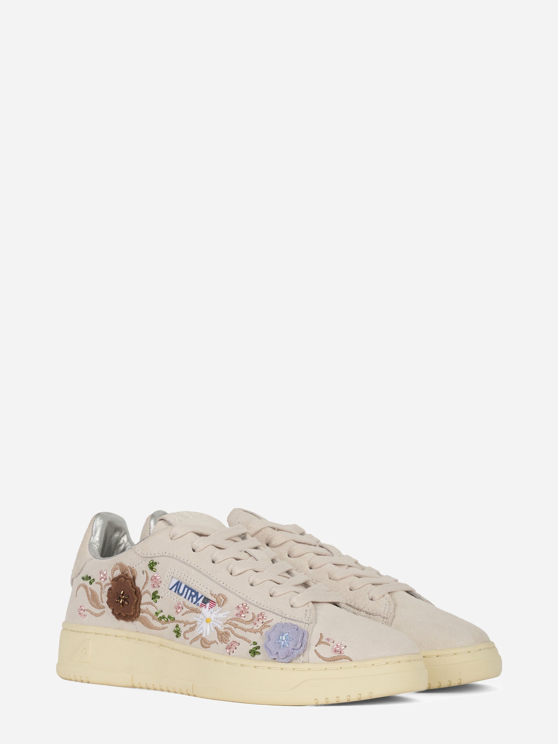 Sneakers Dallas low Floral in suede bianco