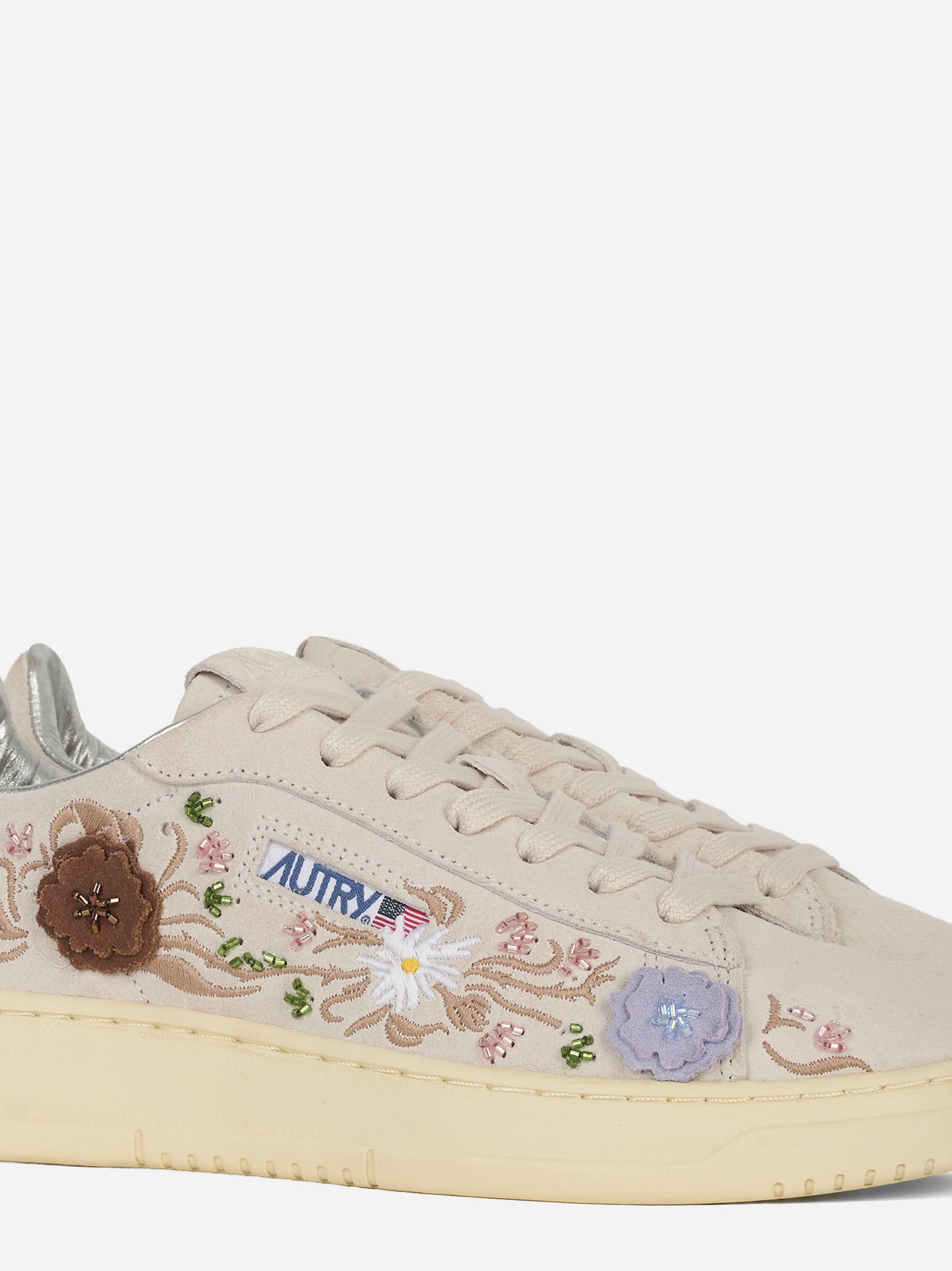 Sneakers Dallas low Floral in suede bianco