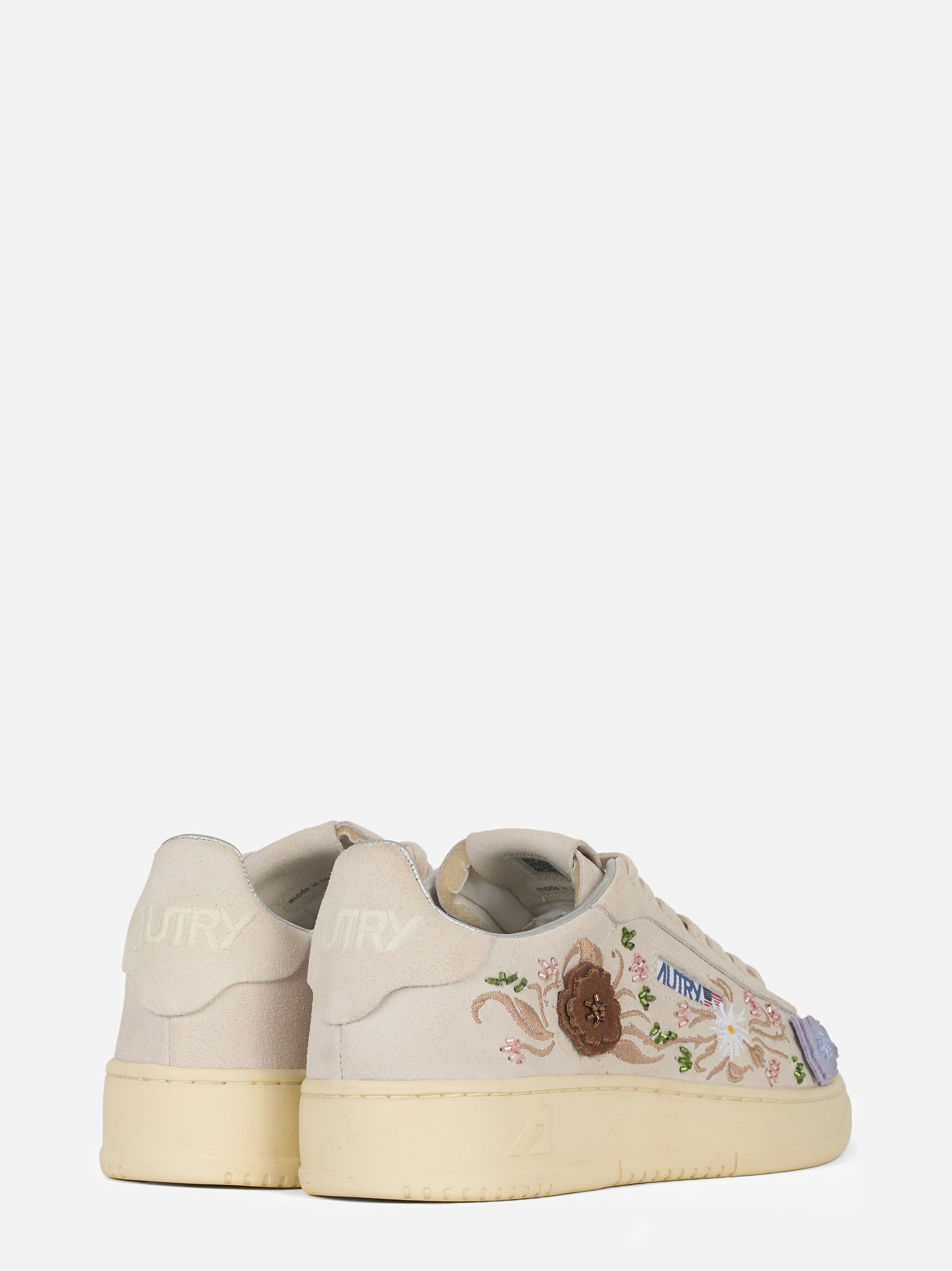 Sneakers Dallas low Floral in suede bianco