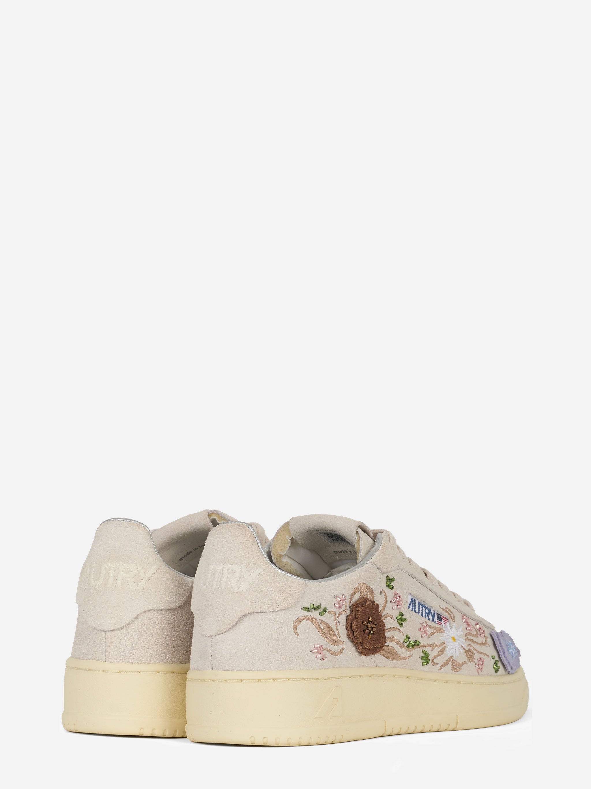 Sneakers Dallas low Floral in suede bianco