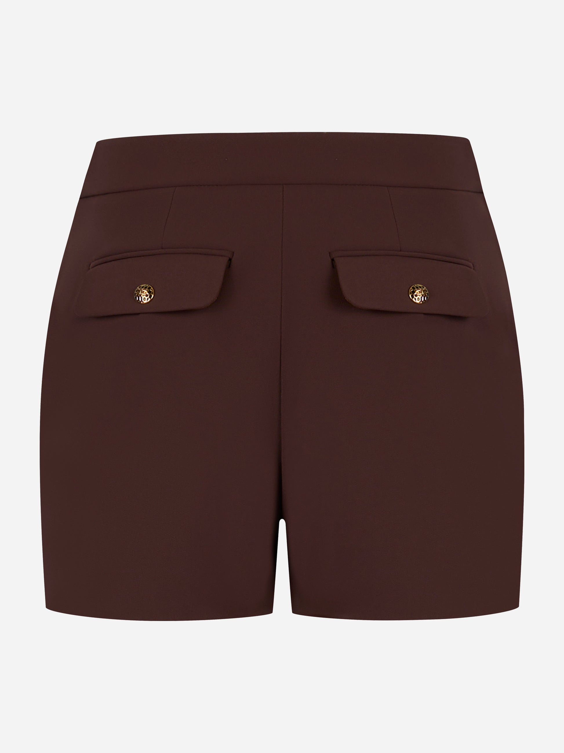 Retro dei shorts in crêpe cioccolato con pattine e bottoni dorati - Elisabetta Franchi