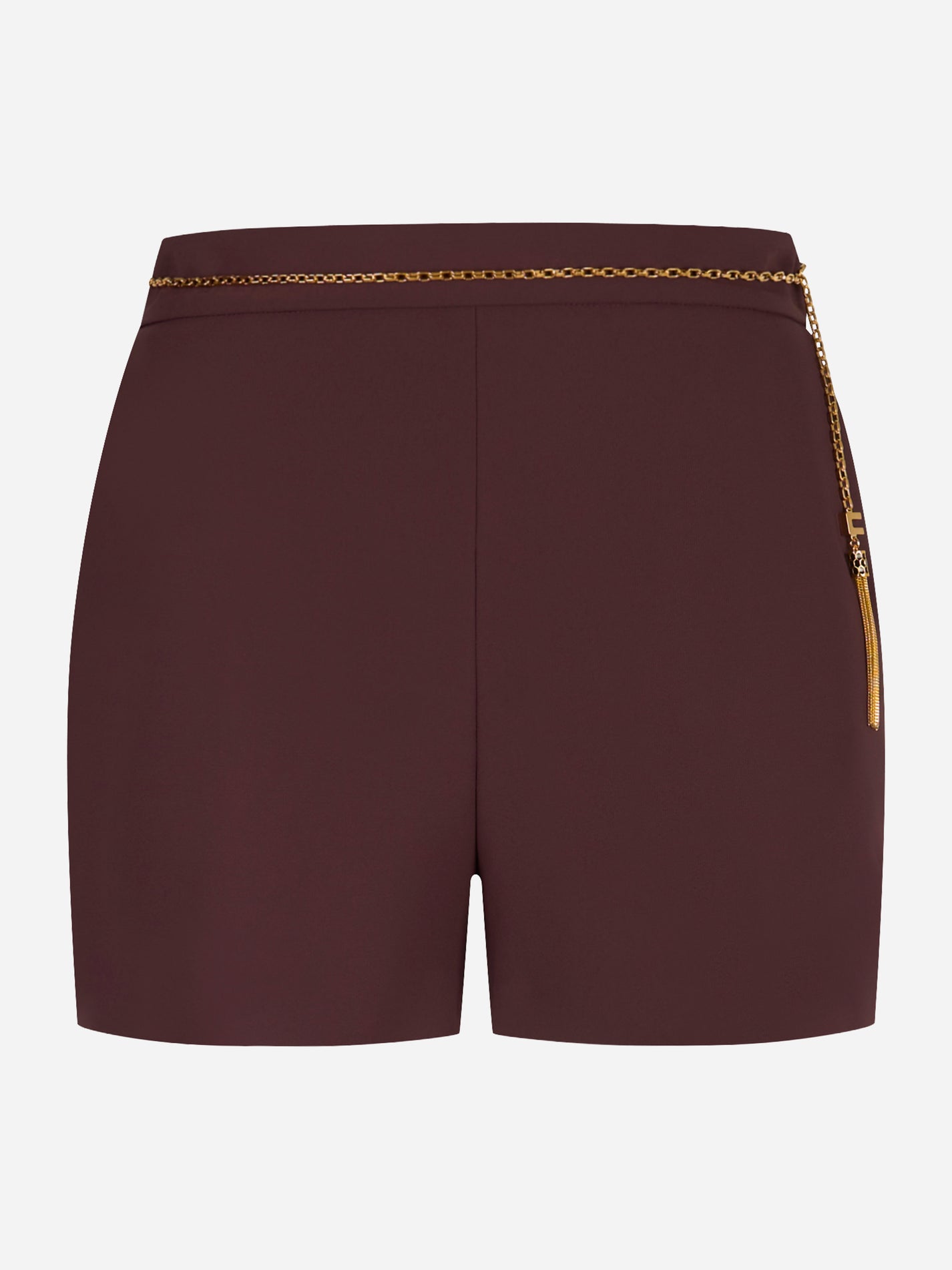 Shorts in crêpe vinaccia con catena dorata Elisabetta Franchi
