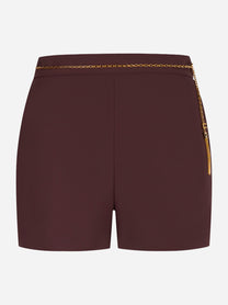 Shorts in crêpe vinaccia con catena dorata Elisabetta Franchi