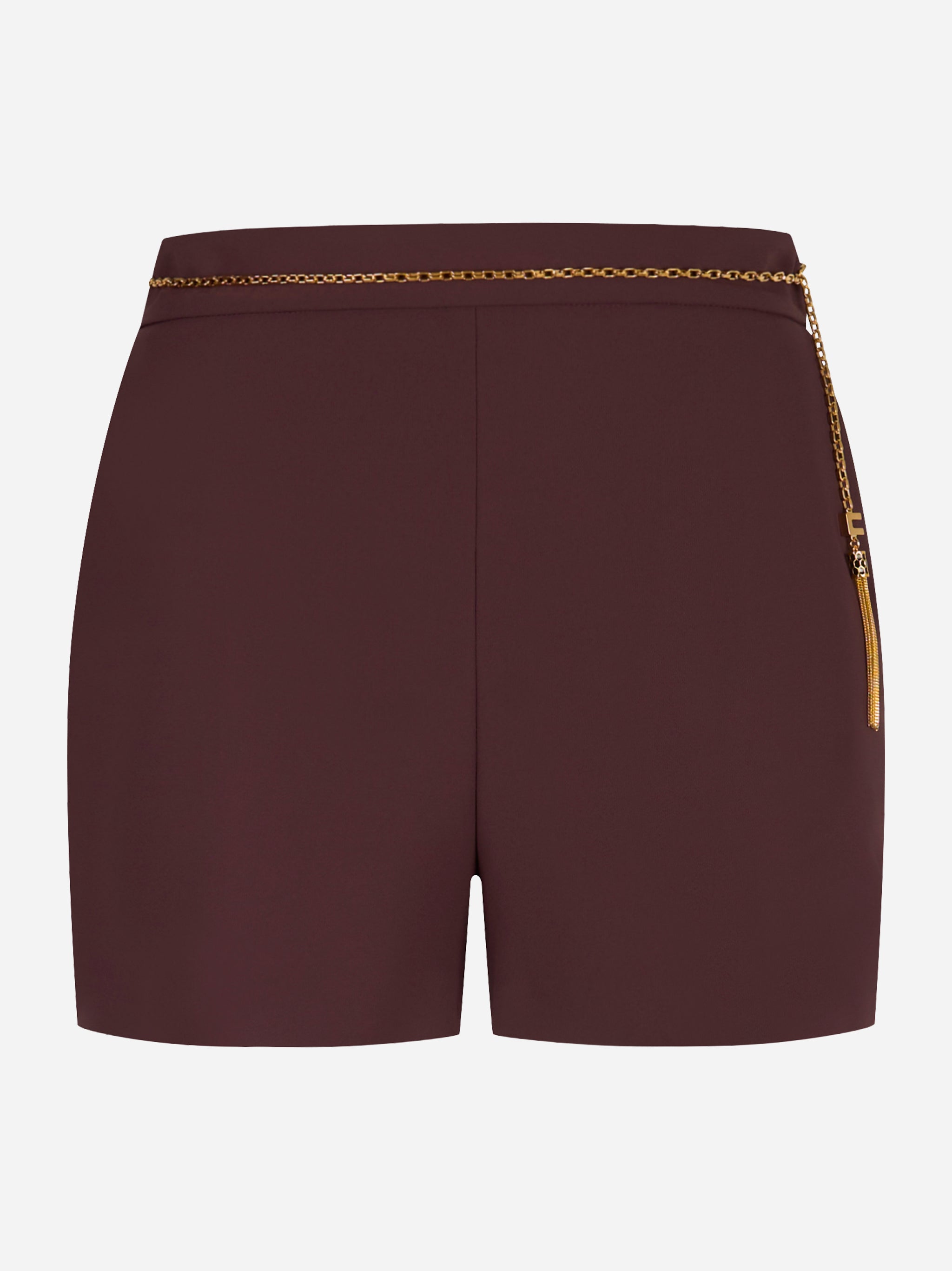 Shorts in crêpe vinaccia con catena dorata Elisabetta Franchi