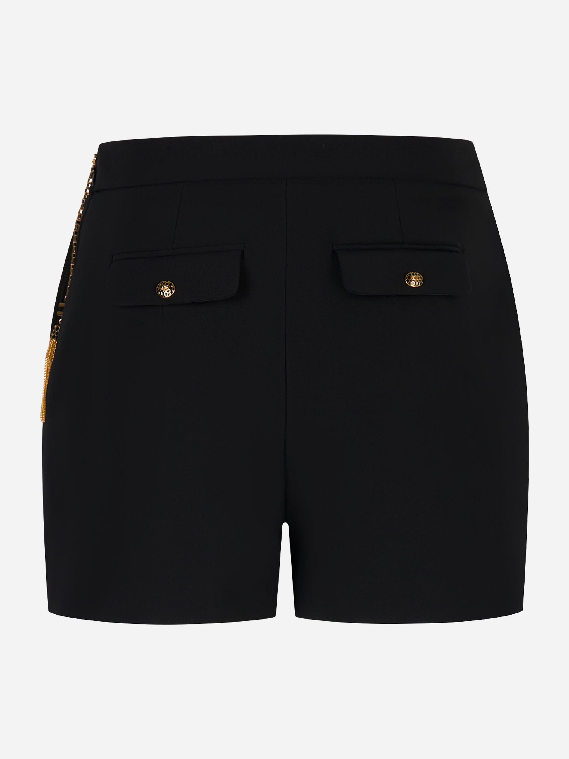 Shorts neri Elisabetta Franchi con tasche posteriori e dettagli dorati, vista posteriore