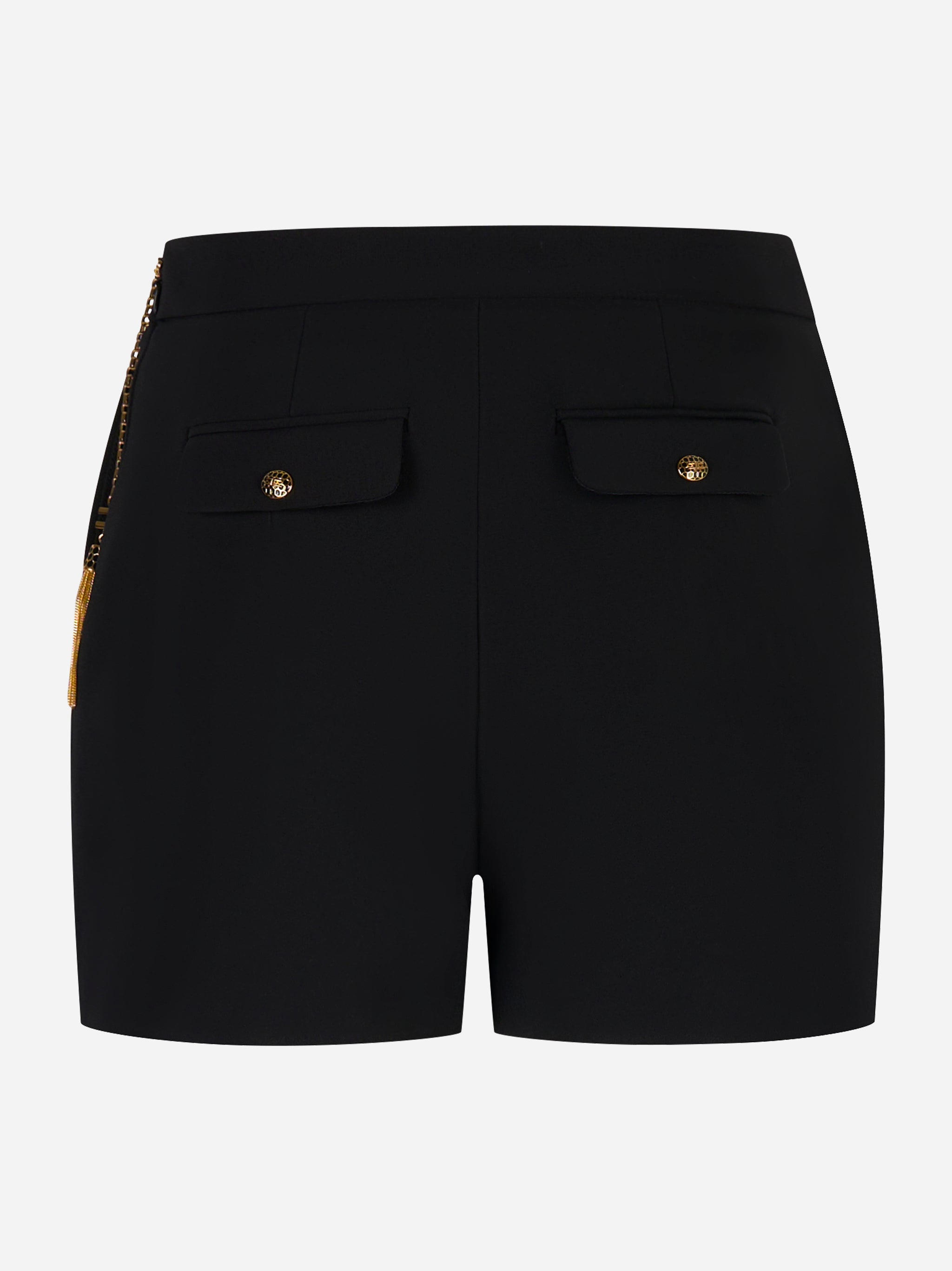 Shorts neri Elisabetta Franchi con tasche posteriori e dettagli dorati, vista posteriore