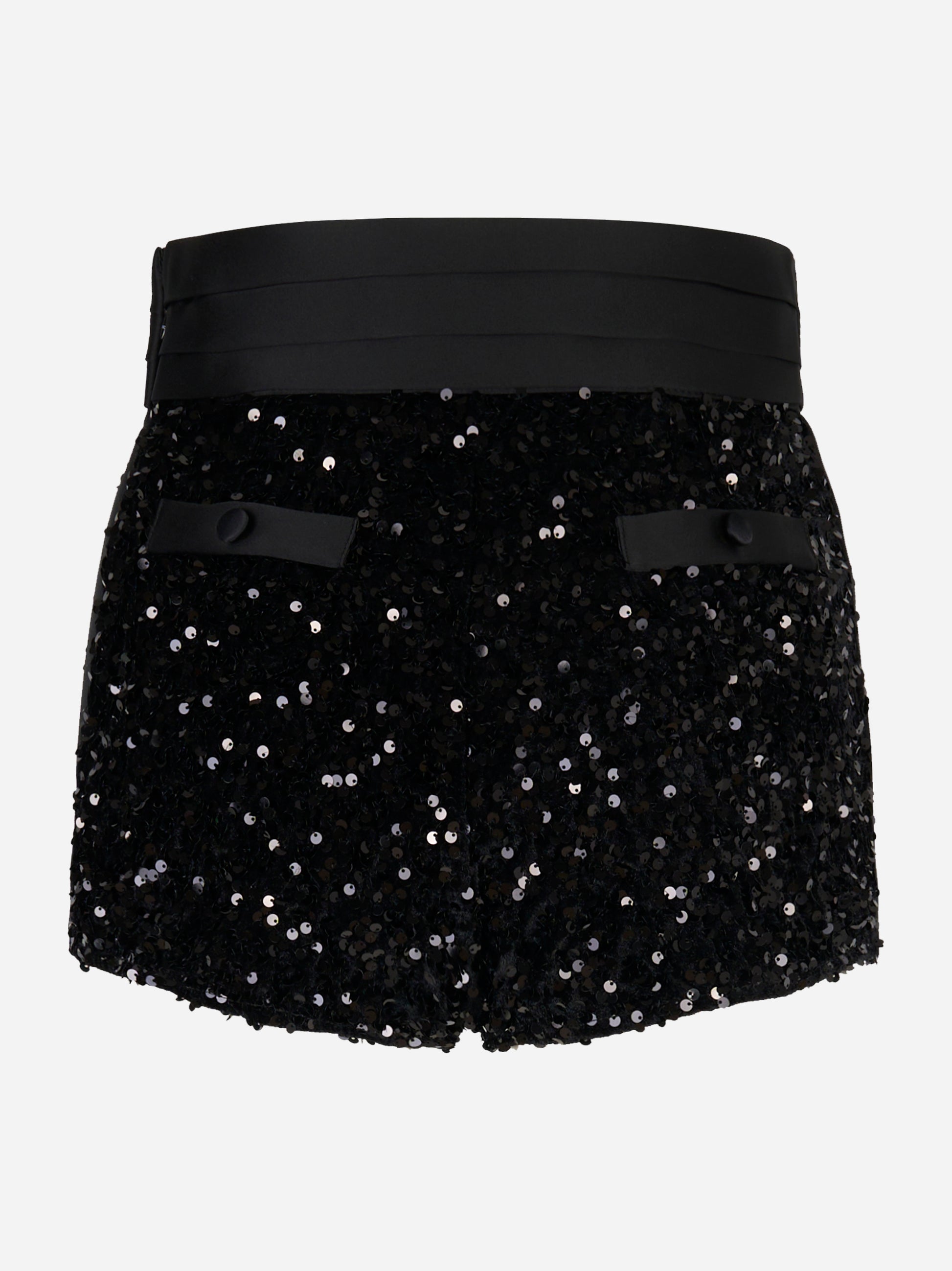 Shorts neri vita alta con paillettes di Elisabetta Franchi - retro