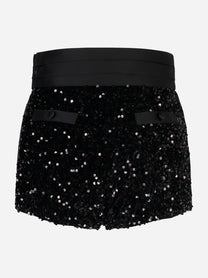 Shorts neri vita alta con paillettes di Elisabetta Franchi - retro
