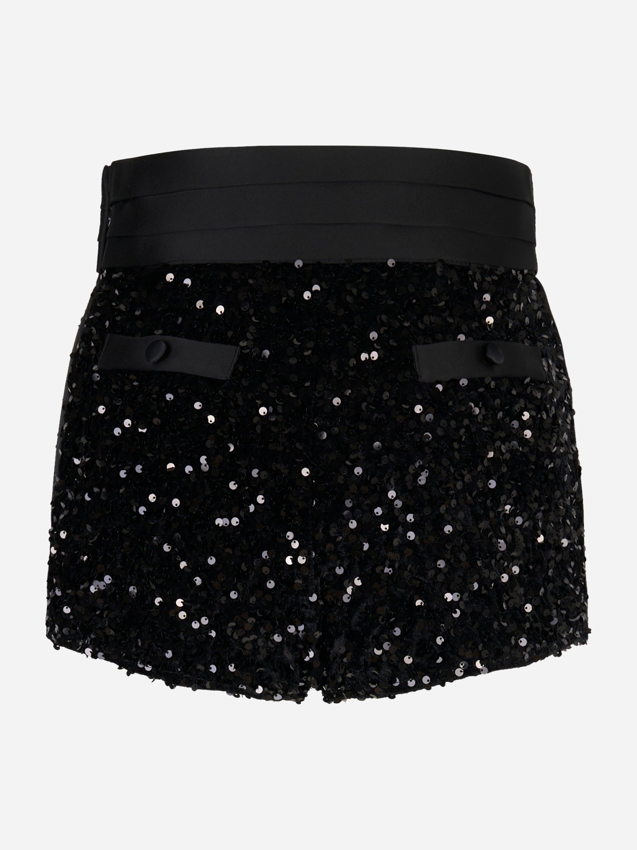 Shorts neri vita alta con paillettes di Elisabetta Franchi - retro