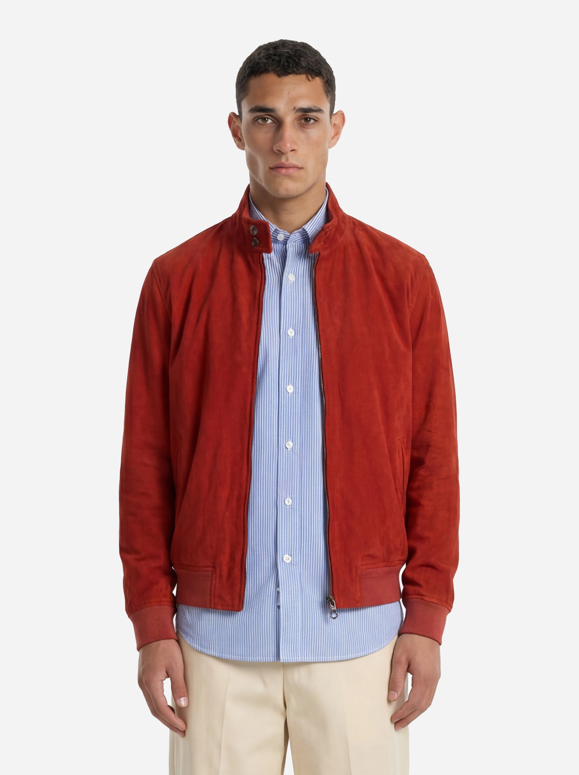 Bomber Jeff in pelle scamosciata Rosso