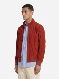 Bomber Jeff in pelle scamosciata Rosso