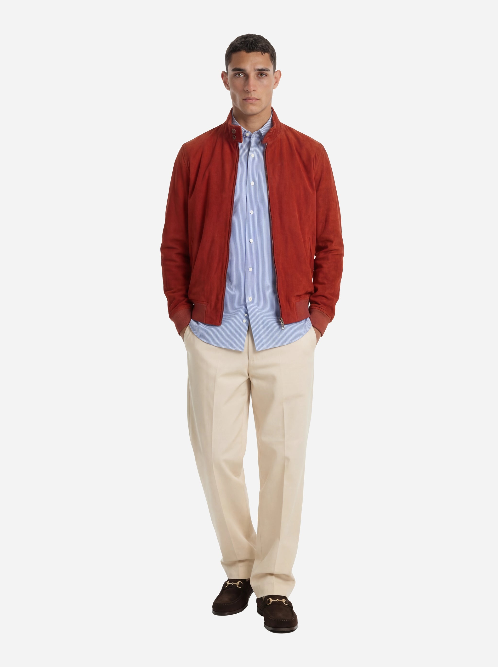 Bomber Jeff in pelle scamosciata Rosso