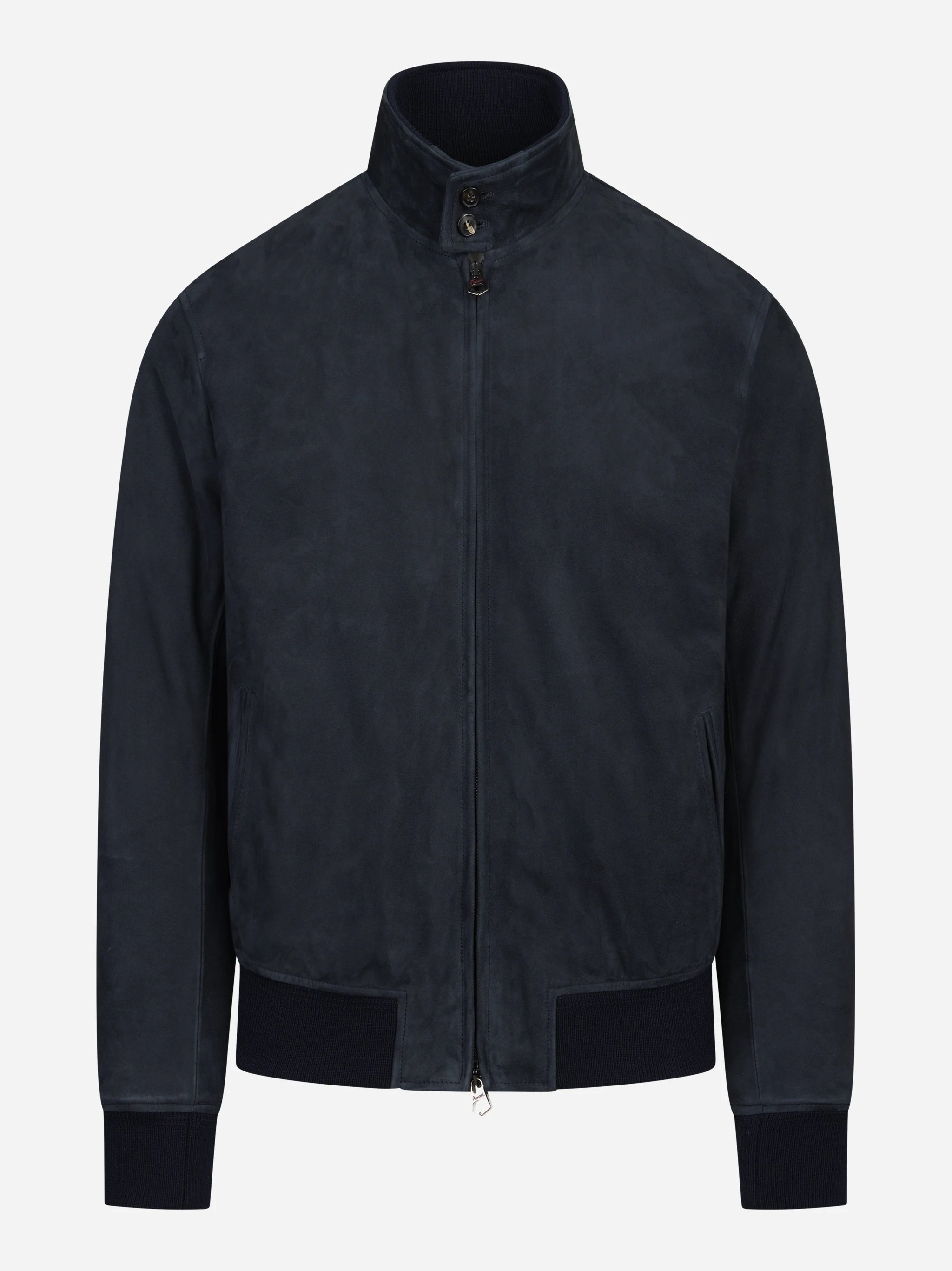 Bomber in pelle scamosciata blu