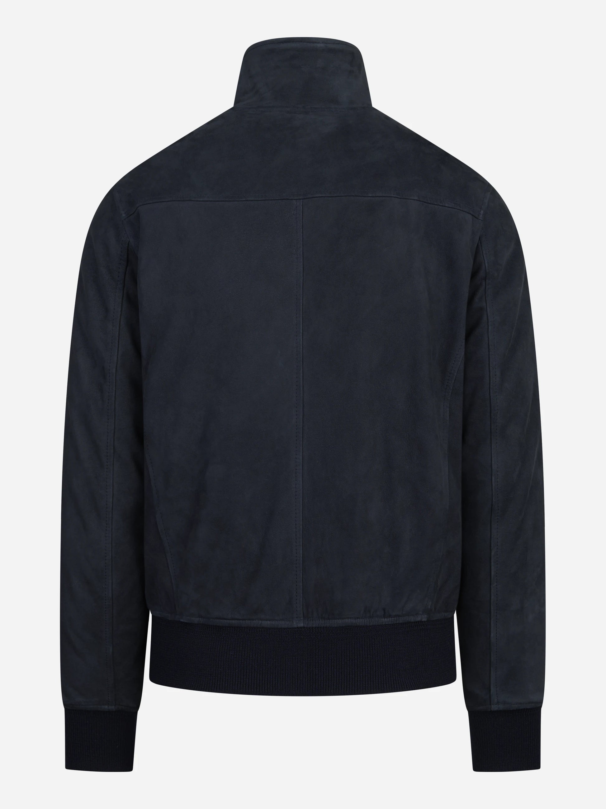 Bomber in pelle scamosciata blu
