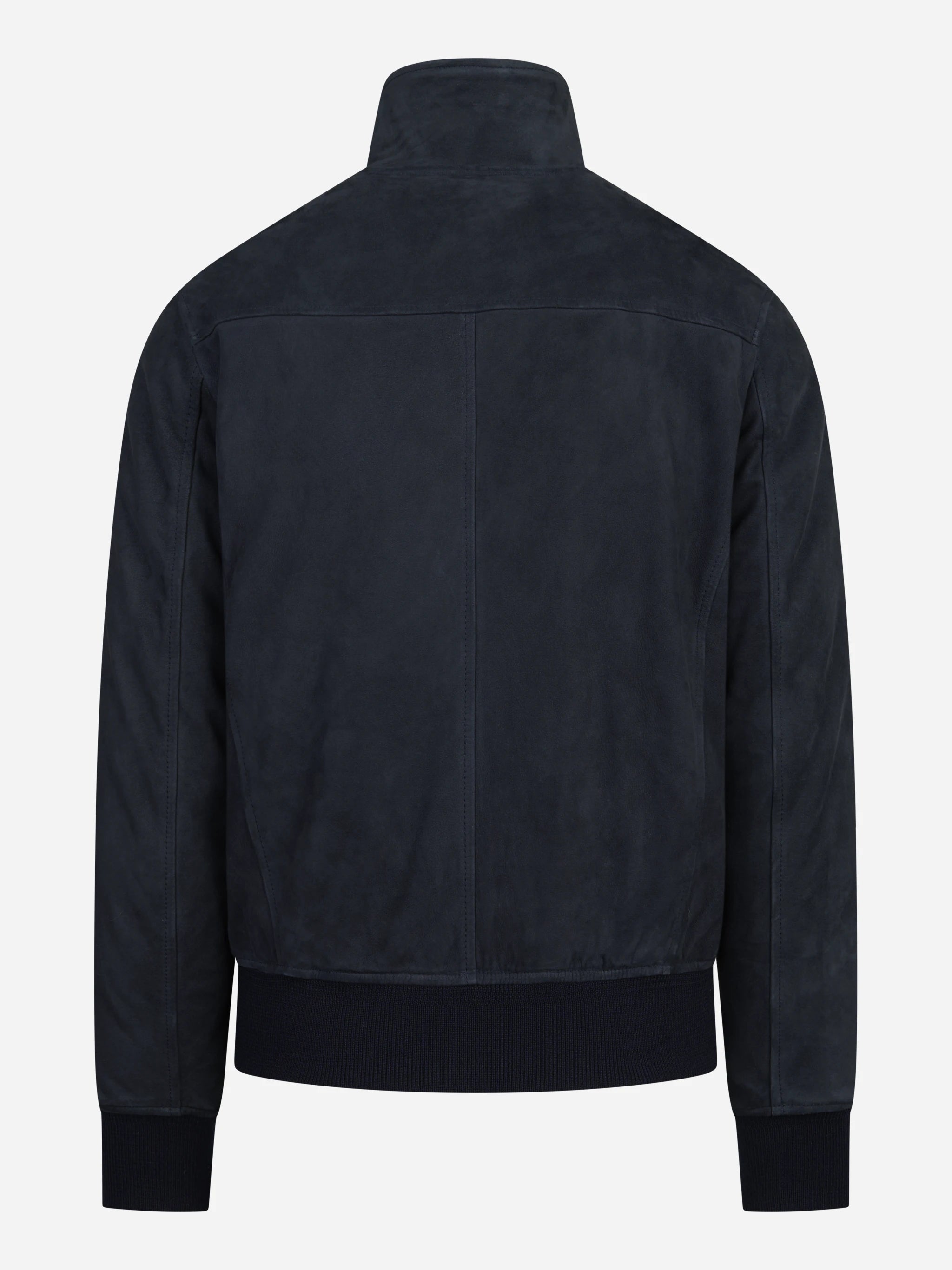 Bomber in pelle scamosciata blu