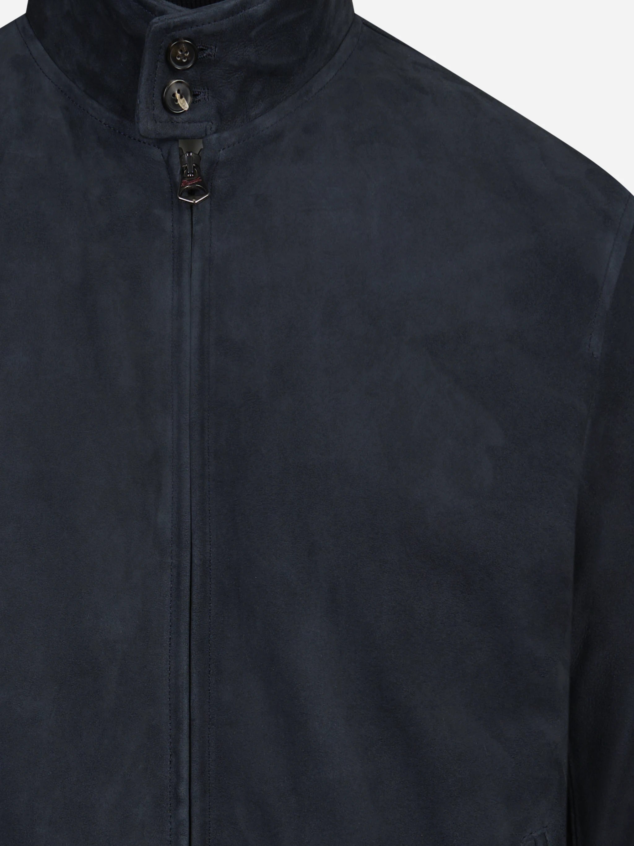 Bomber in pelle scamosciata blu