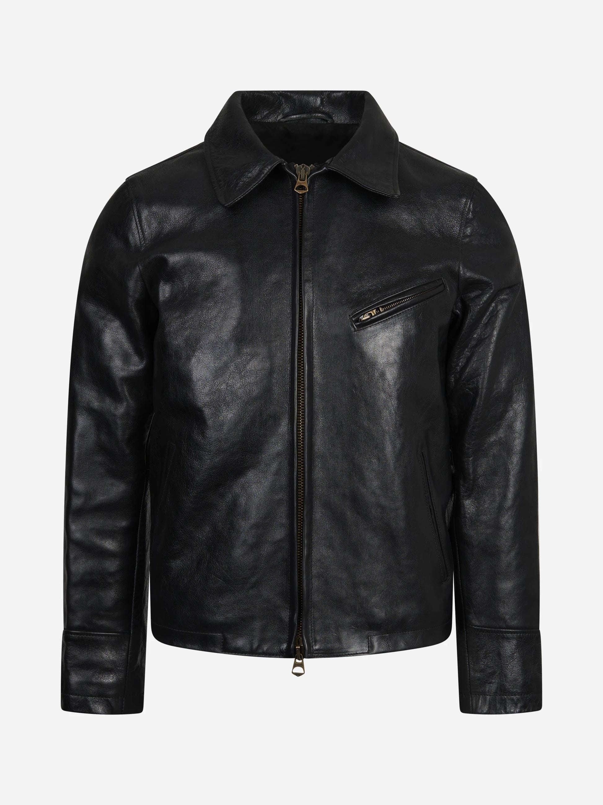 Giacca biker in pelle nera