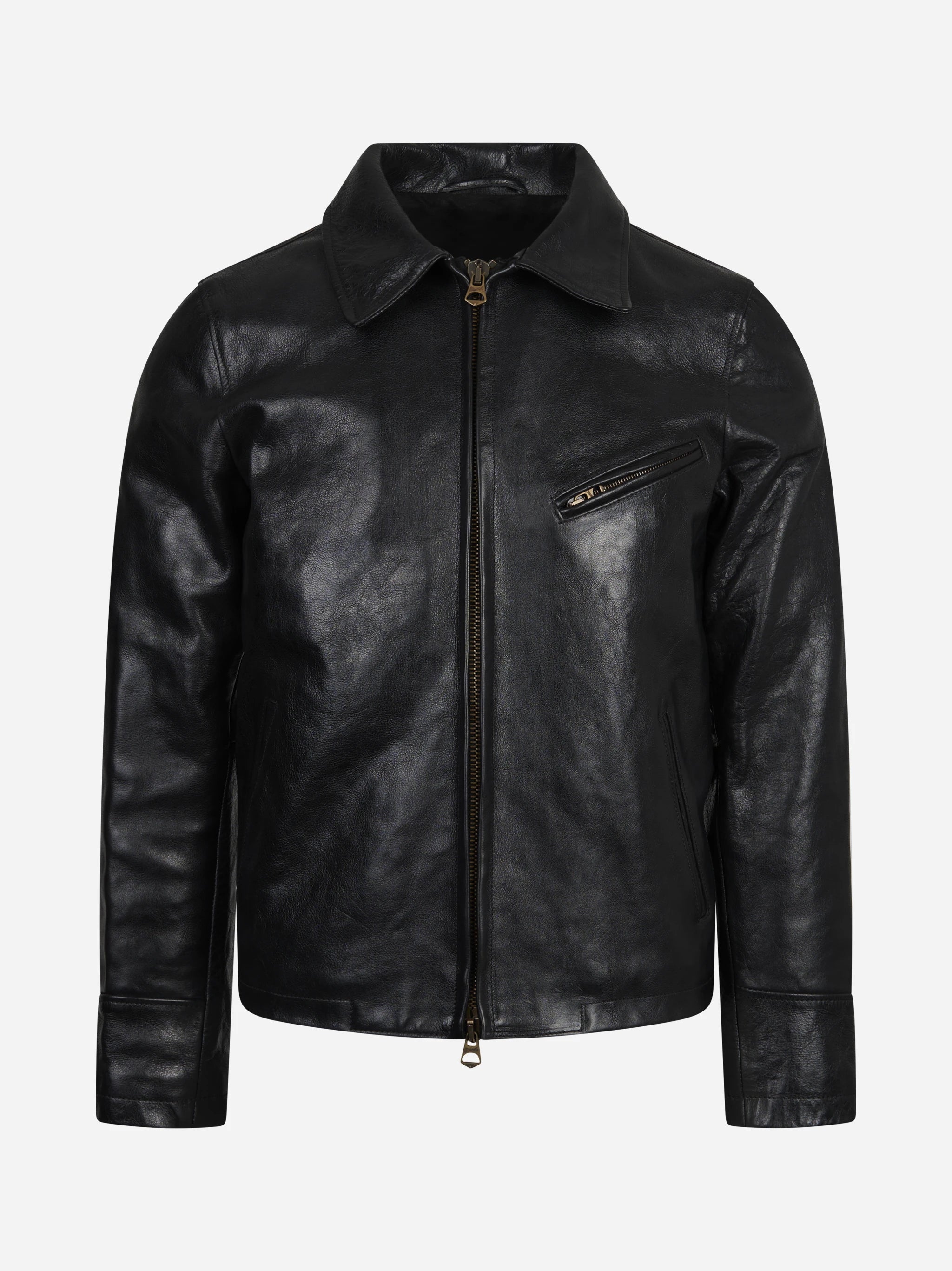 Giacca biker in pelle nera