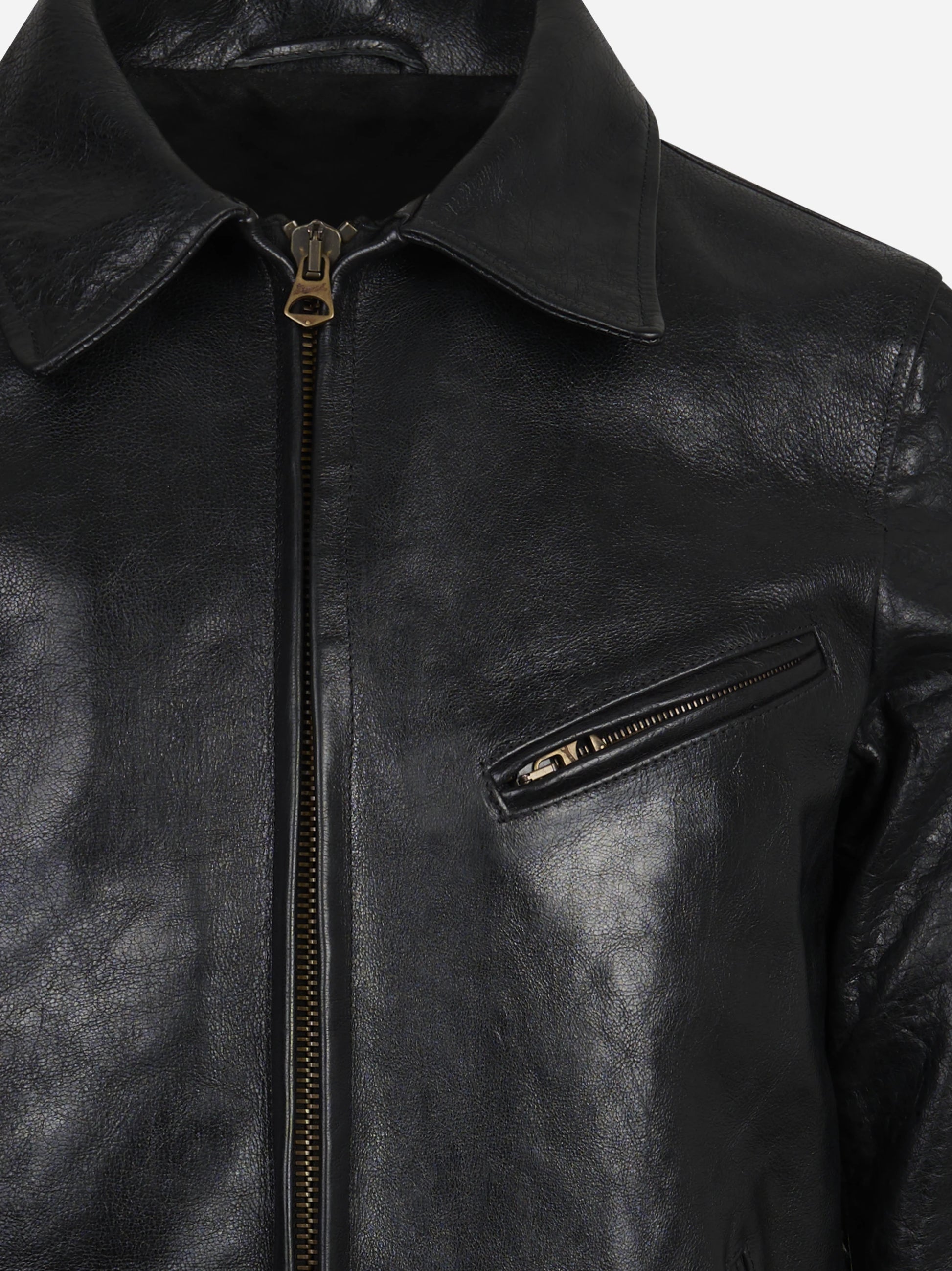 Giacca biker in pelle nera