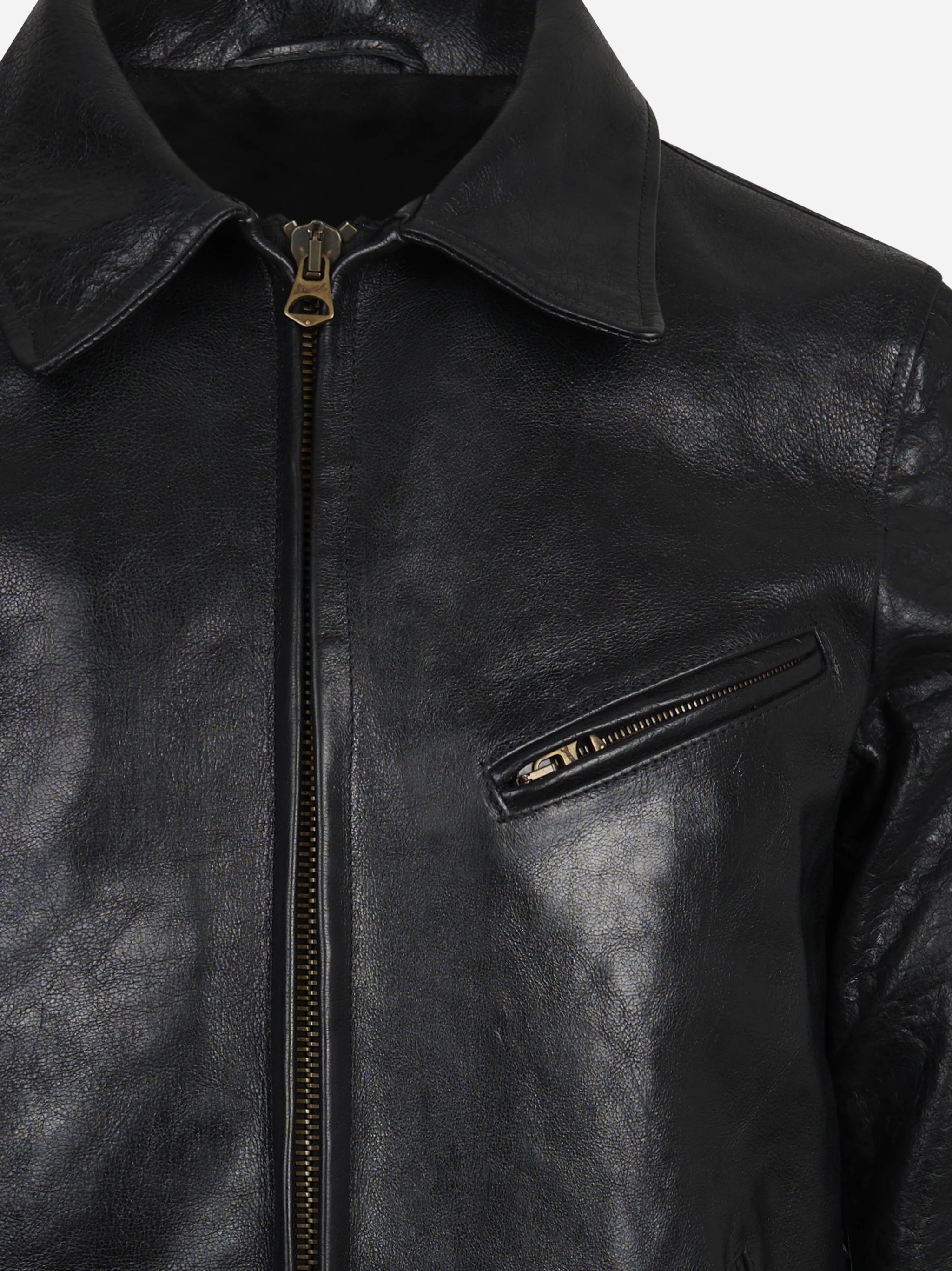 Giacca biker in pelle nera