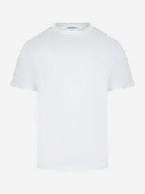 T-shirt bianca in cotone con logo piccolo DONDUP fronte