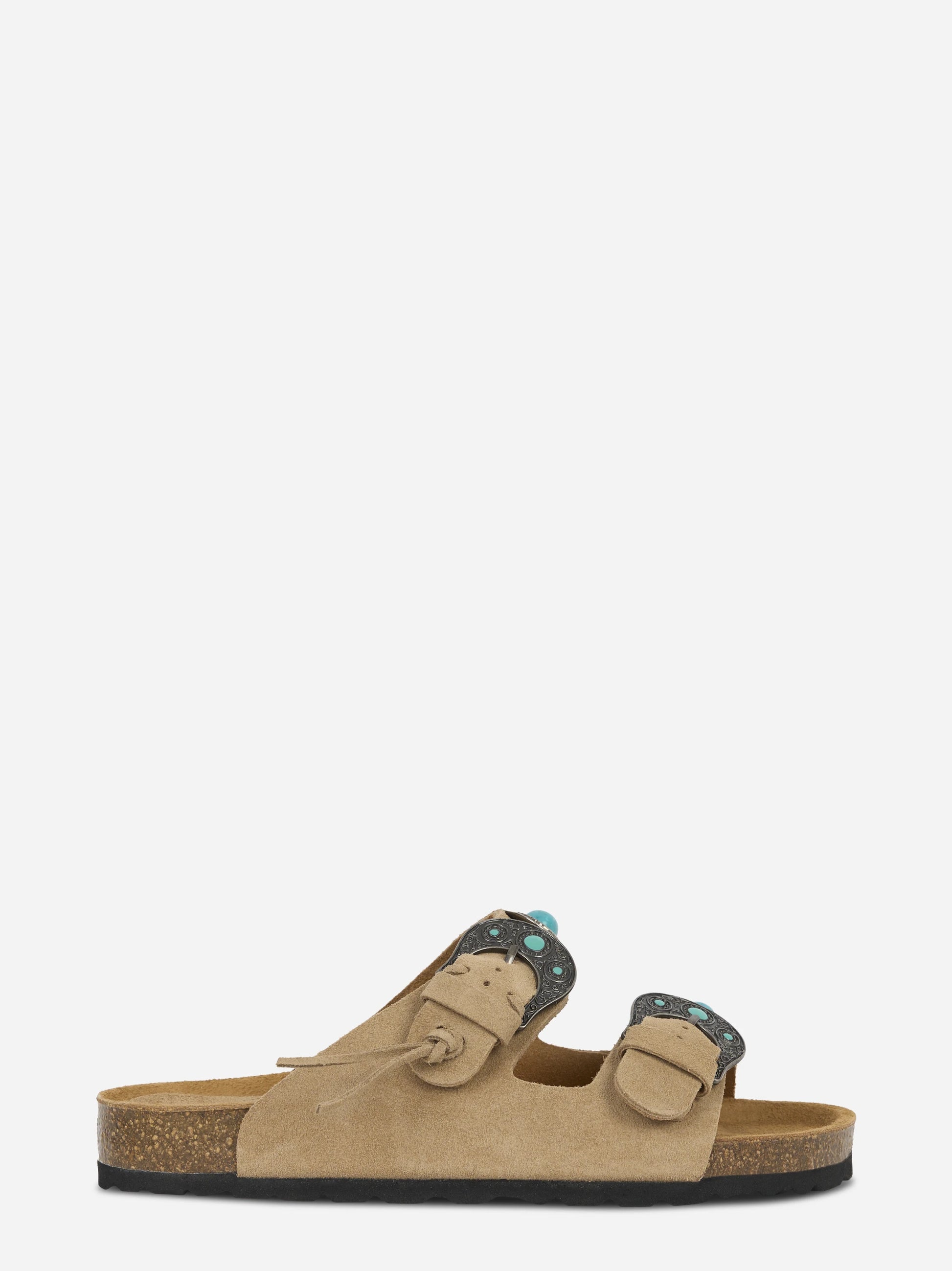 Sandalo Buckle Stone in sude beige