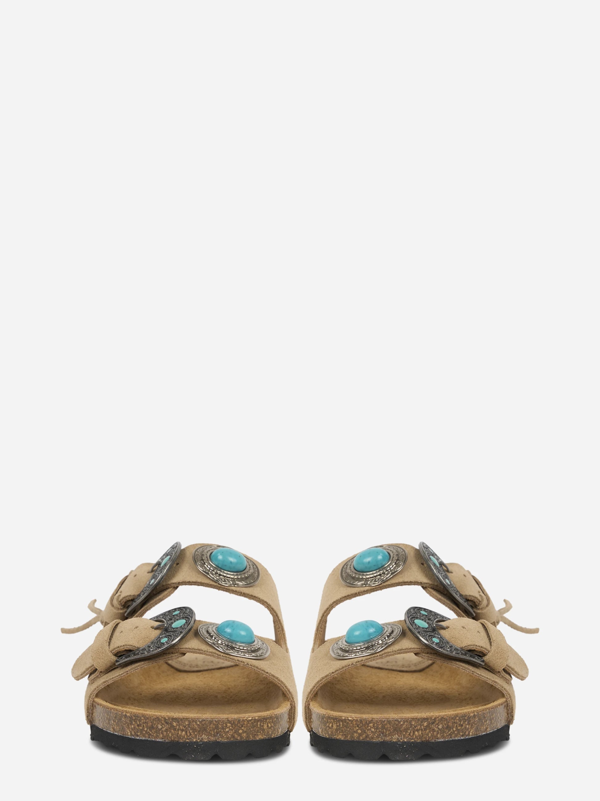 Sandalo Buckle Stone in sude beige