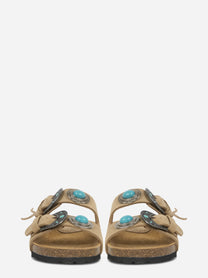 Sandalo Buckle Stone in sude beige