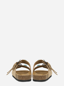 Sandalo Buckle Stone in sude beige
