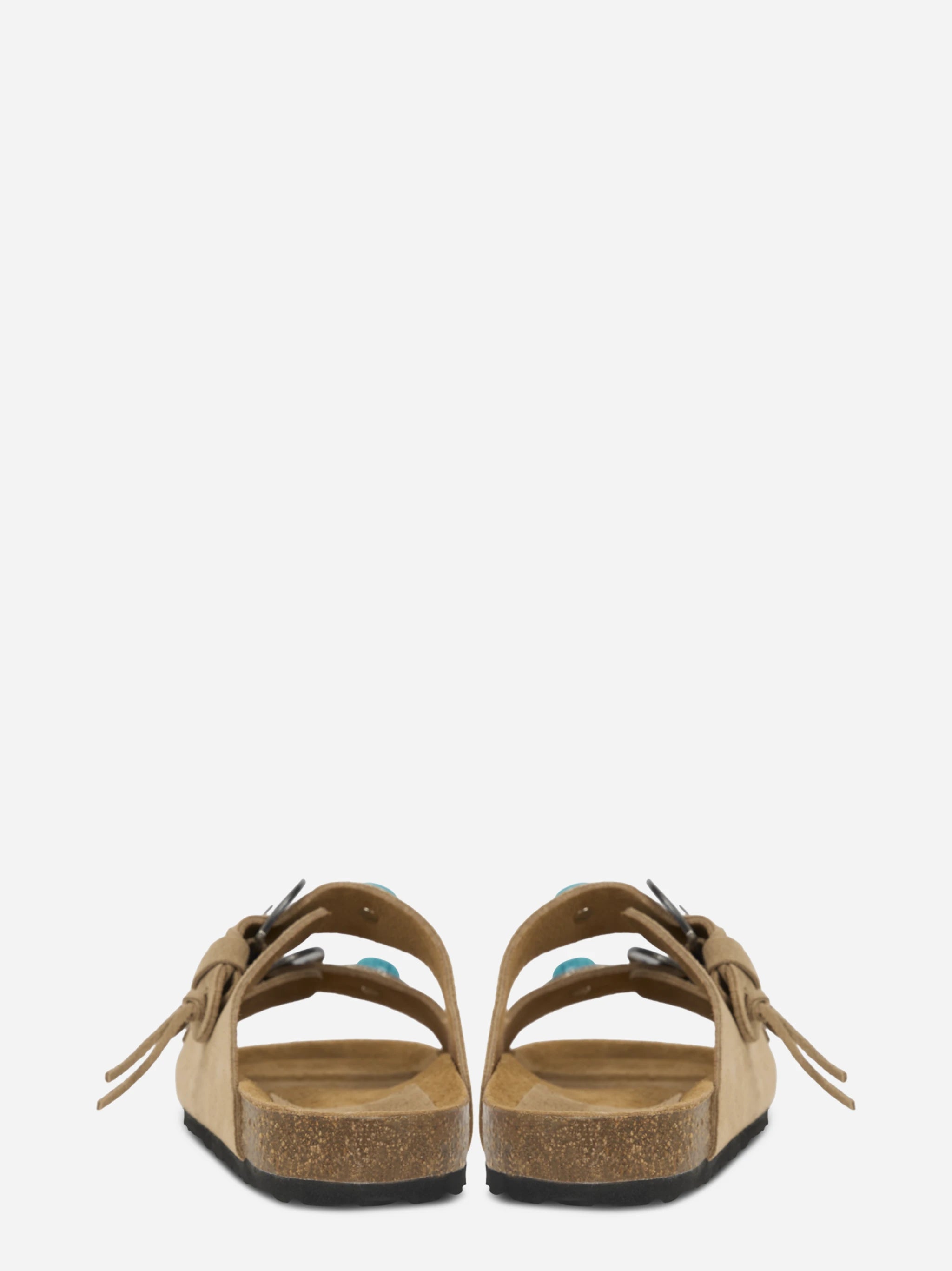 Sandalo Buckle Stone in sude beige