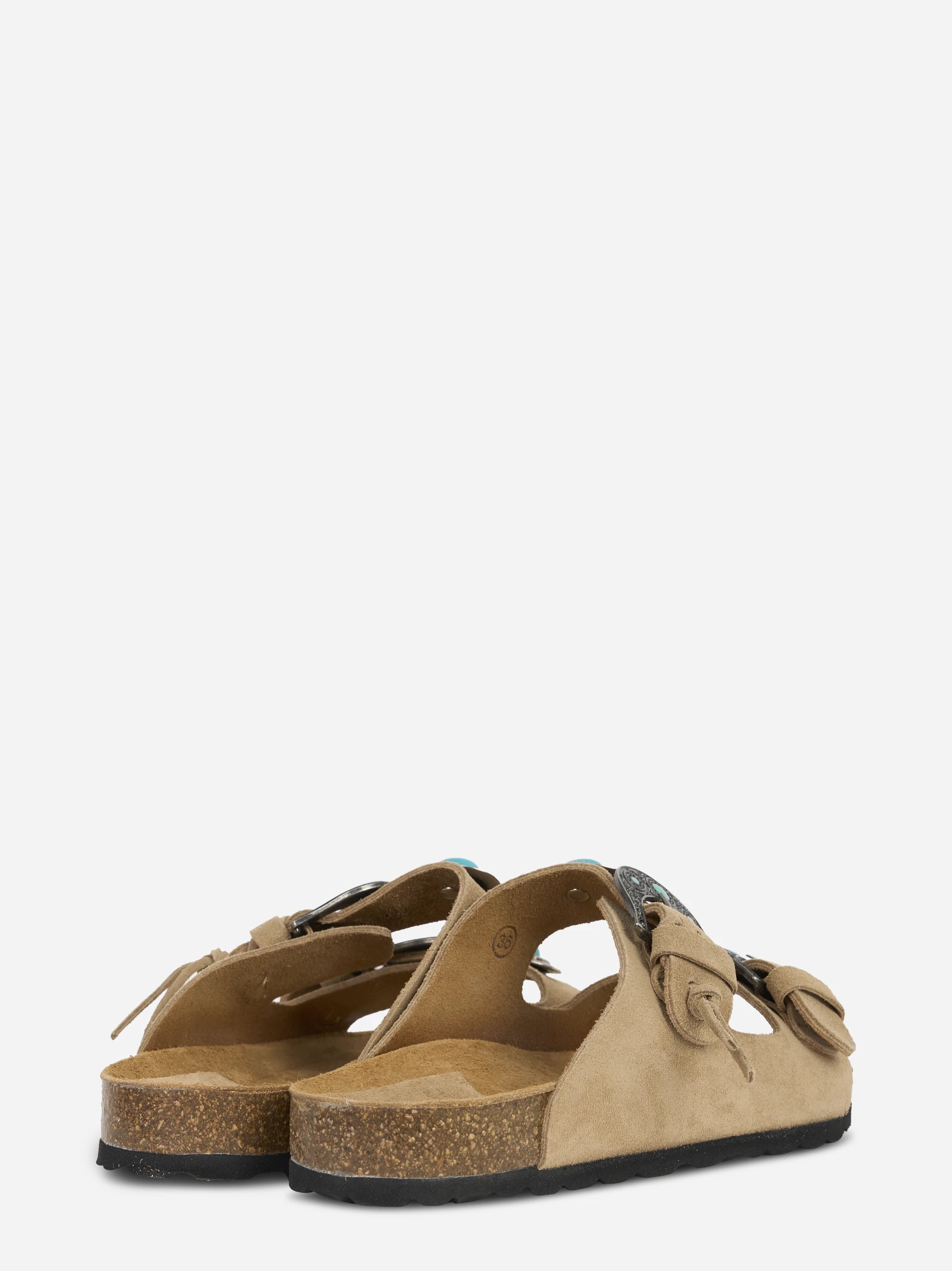 Sandalo Buckle Stone in sude beige