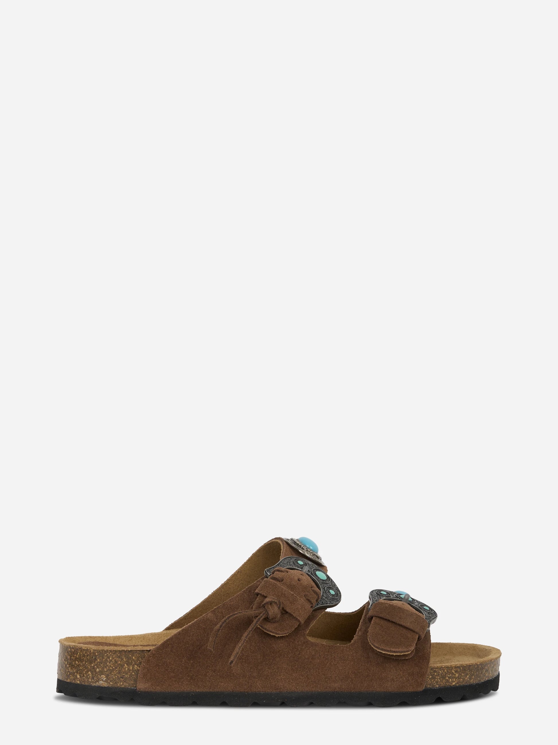 Sandalo Buckle Stone in sude marrone