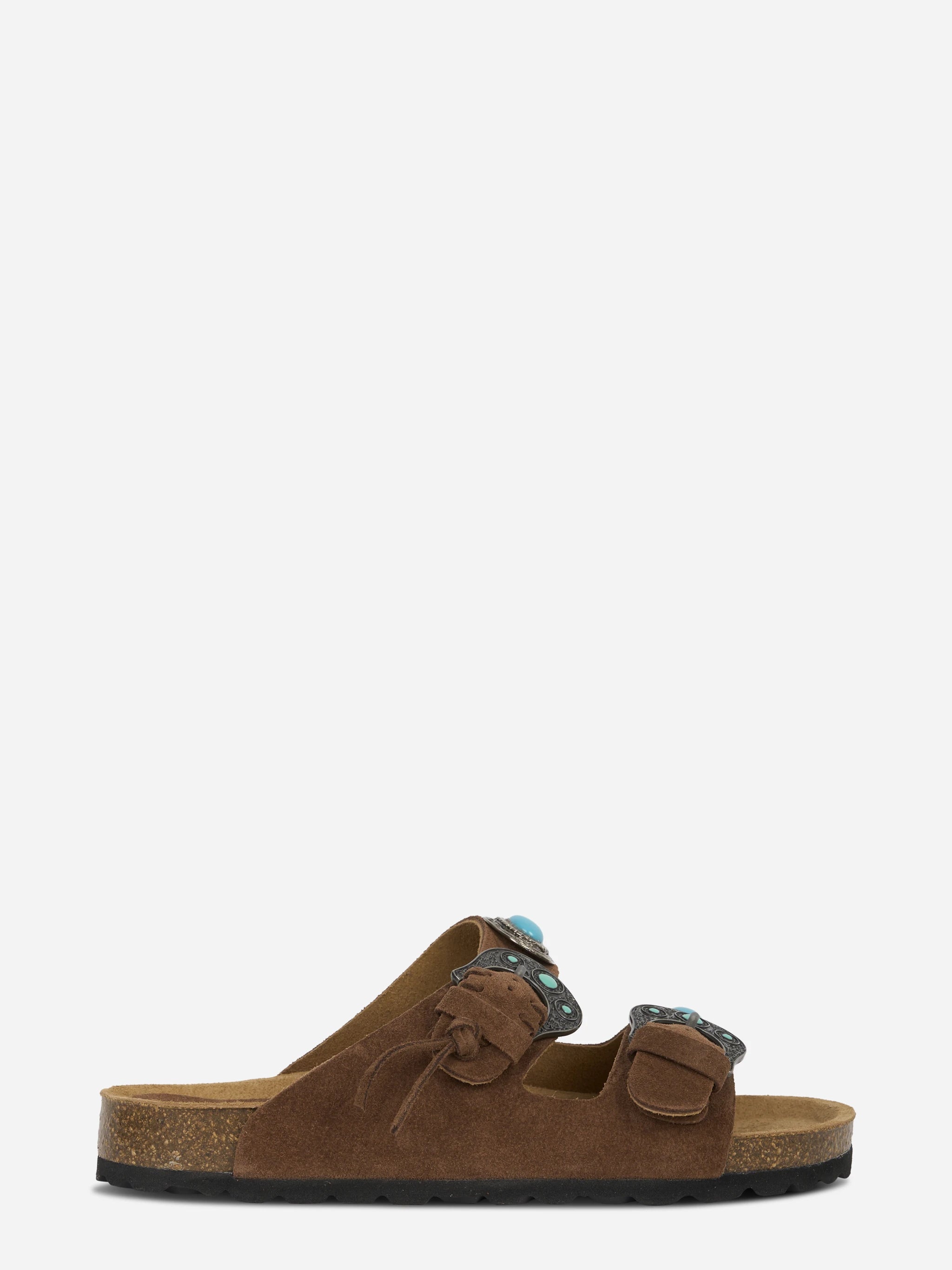 Sandalo Buckle Stone in sude marrone