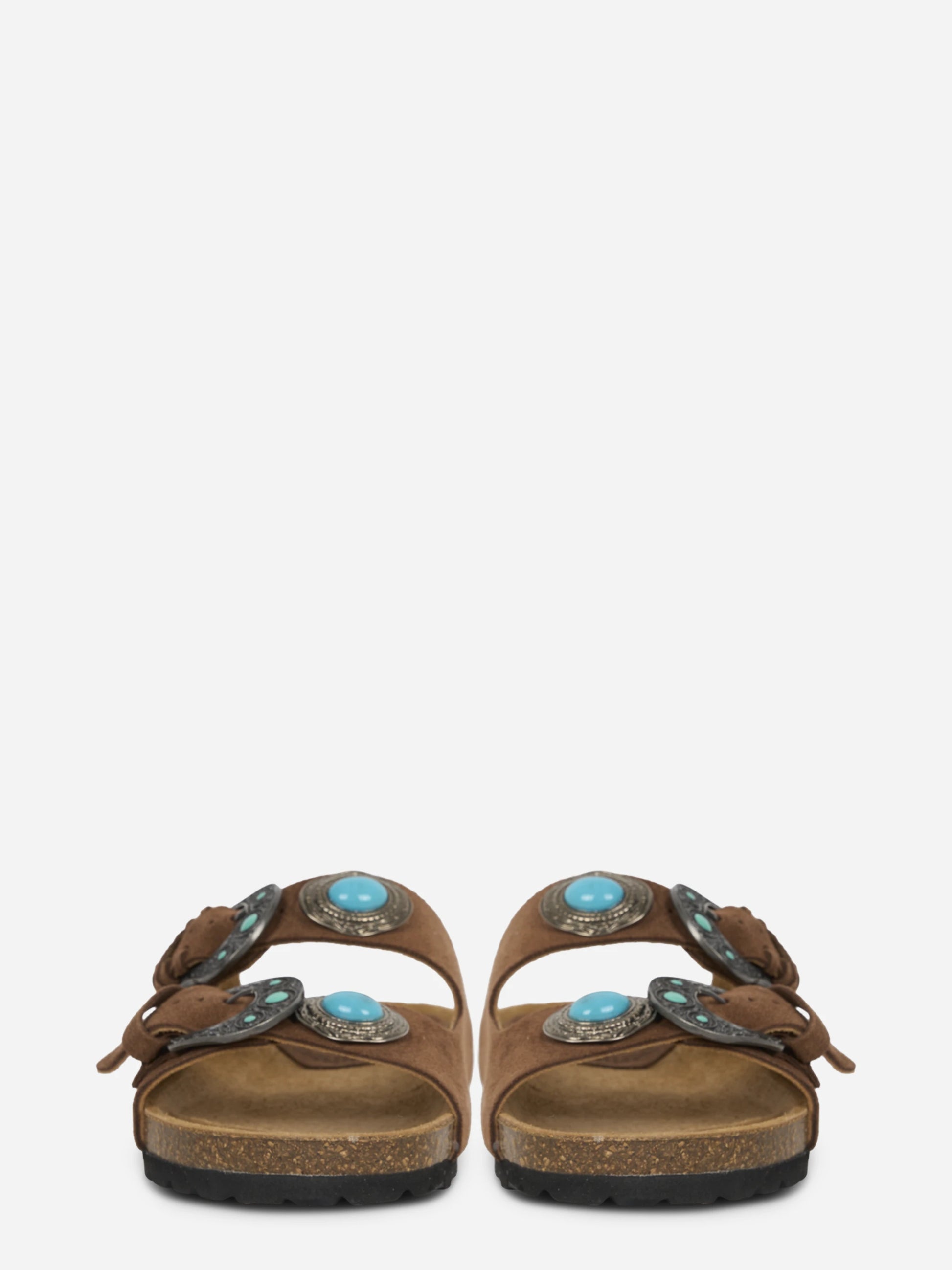 Sandalo Buckle Stone in sude marrone