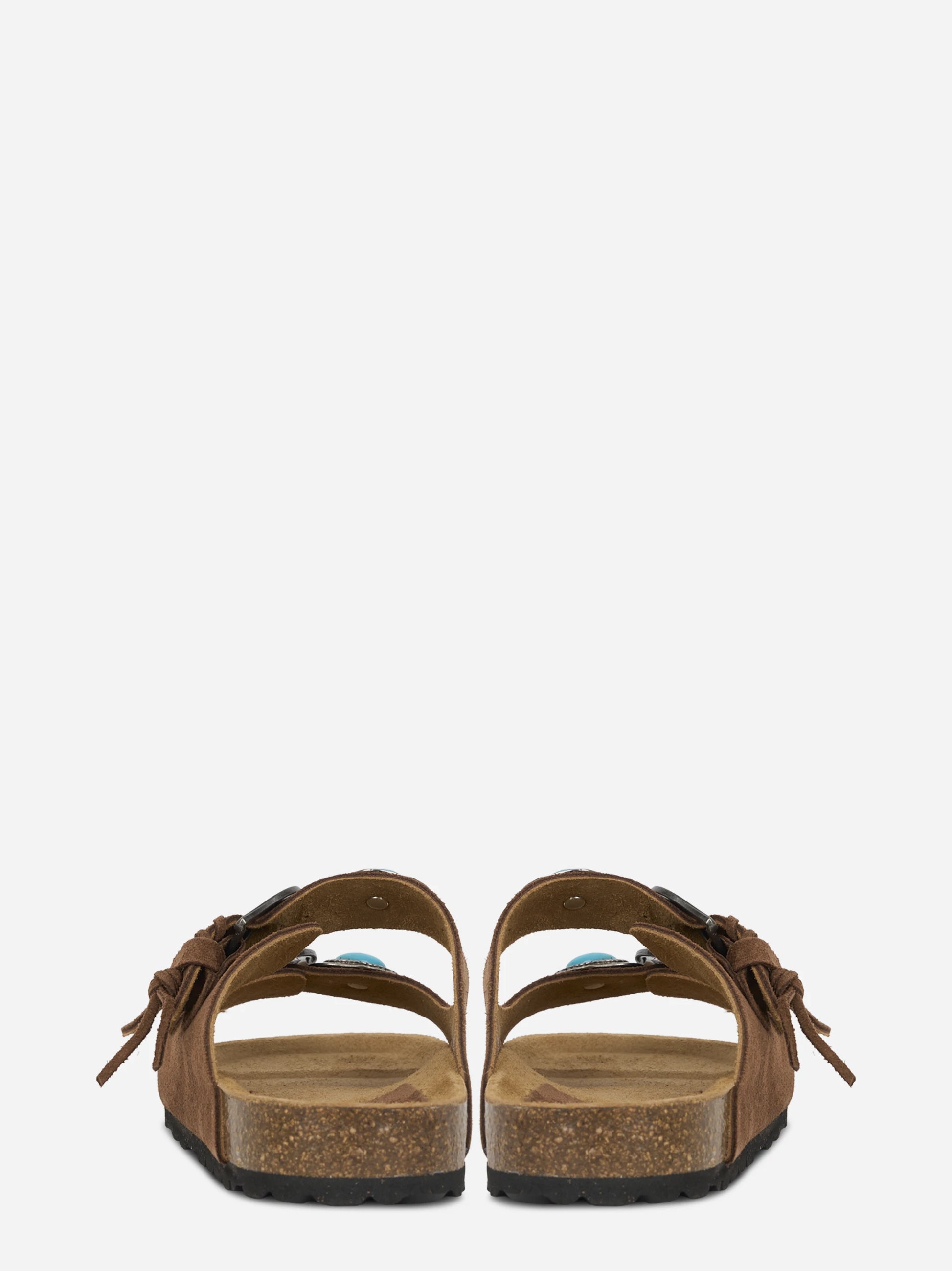 Sandalo Buckle Stone in sude marrone
