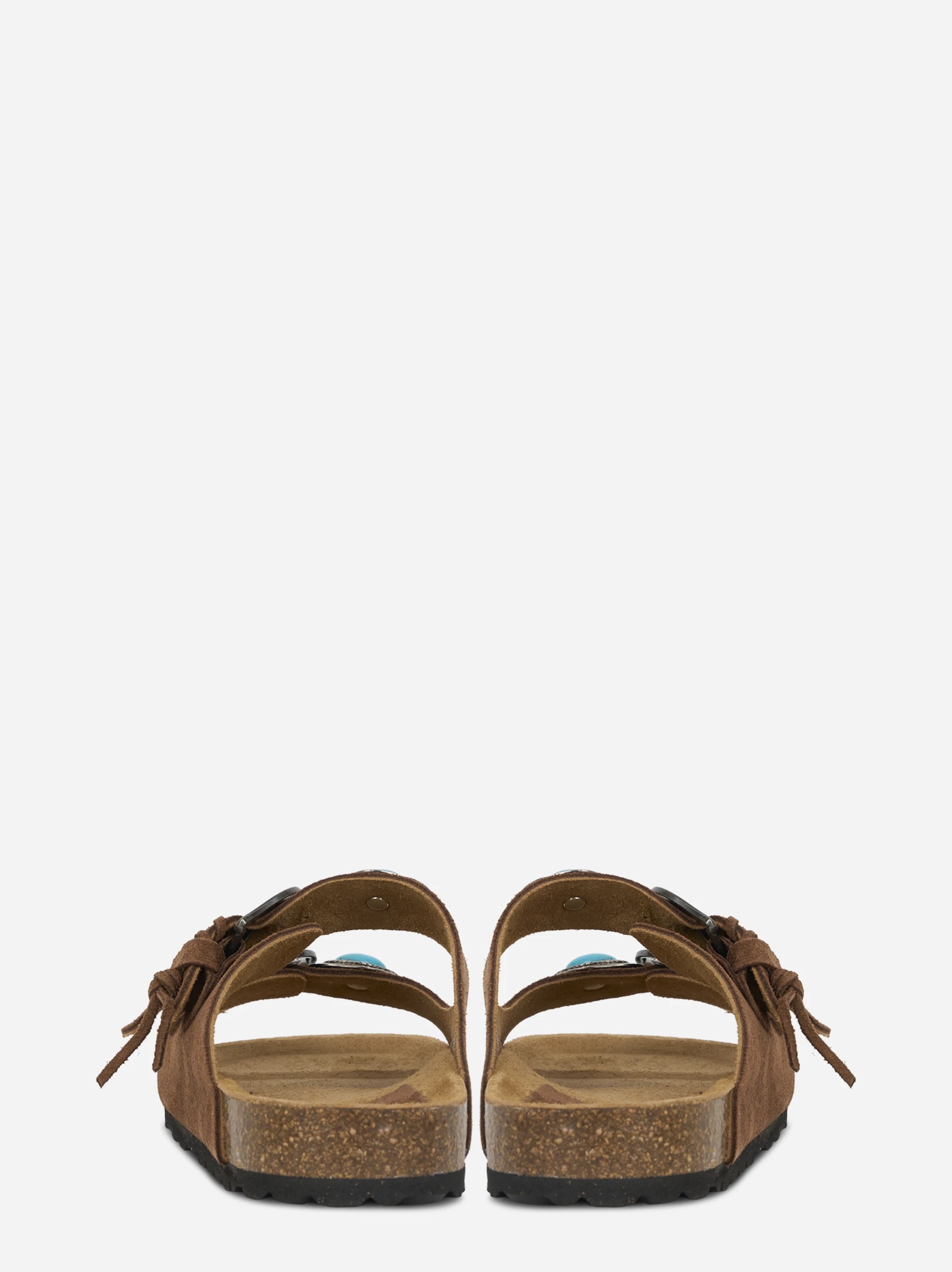 Sandalo Buckle Stone in sude marrone