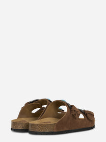 Sandalo Buckle Stone in sude marrone