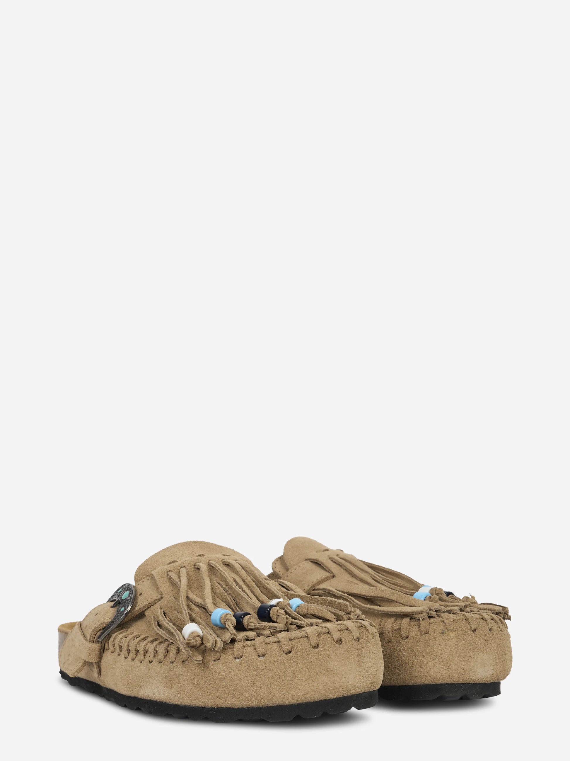 Mules Caribe in suede beige