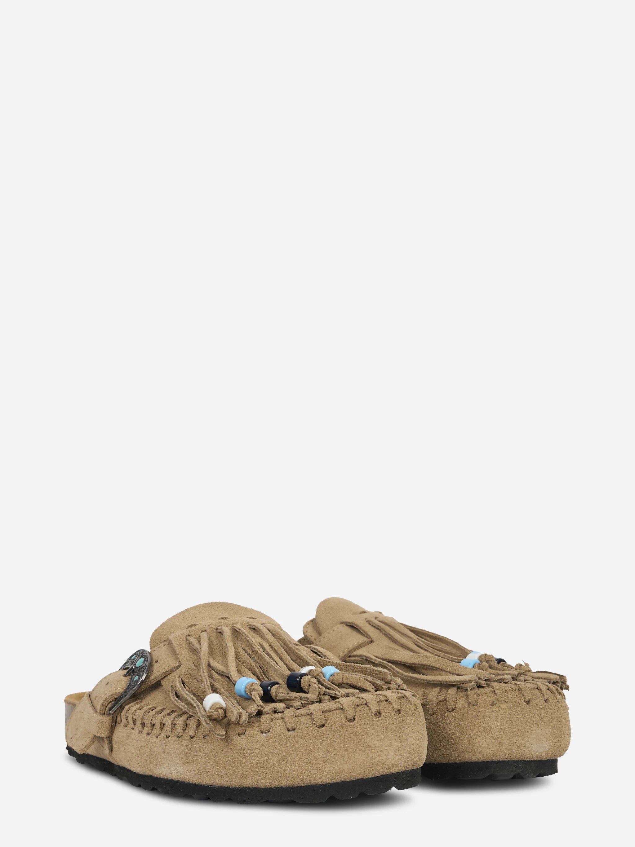 Mules Caribe in suede beige