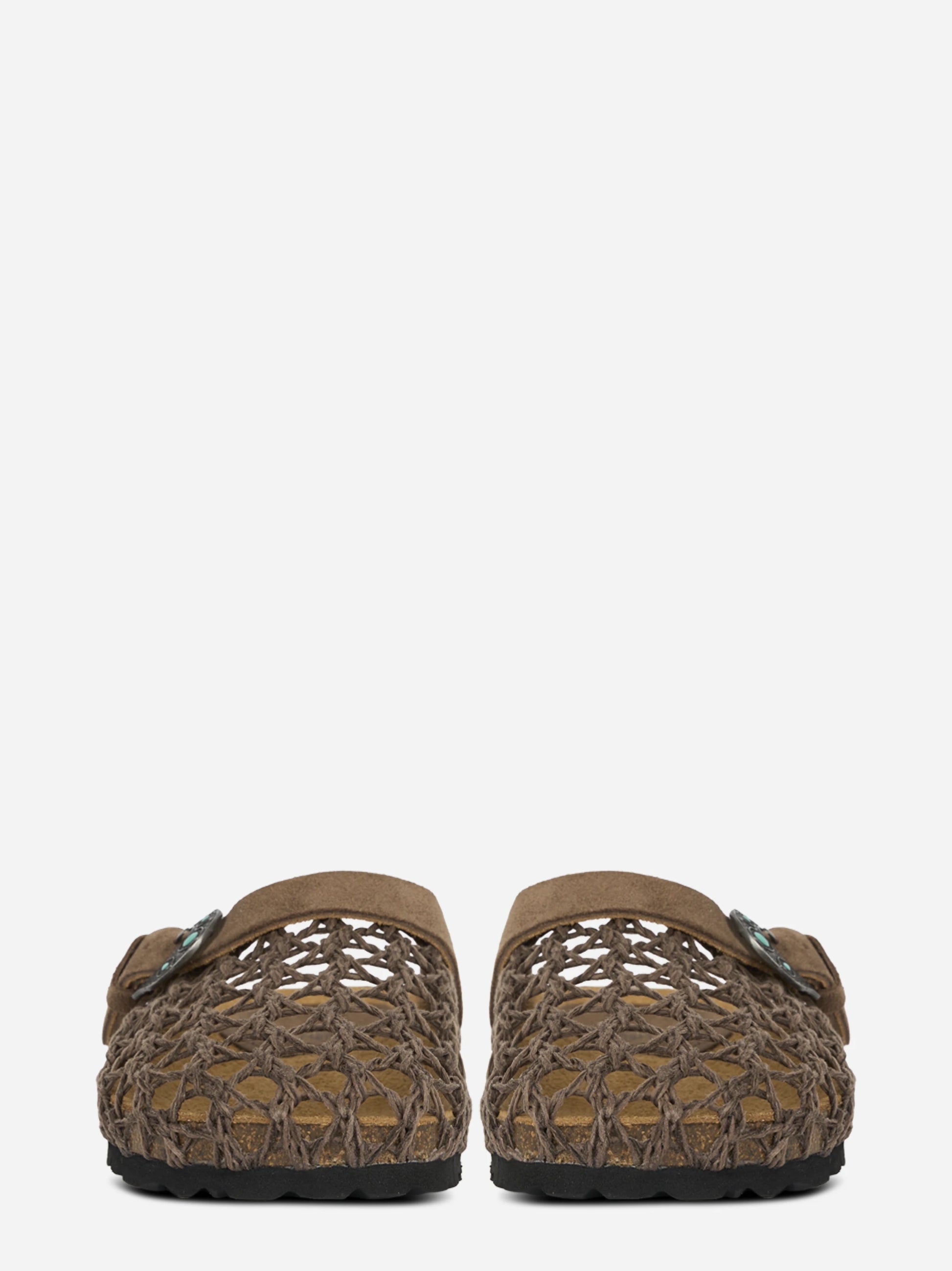 Mules Thais intrecciato marrone
