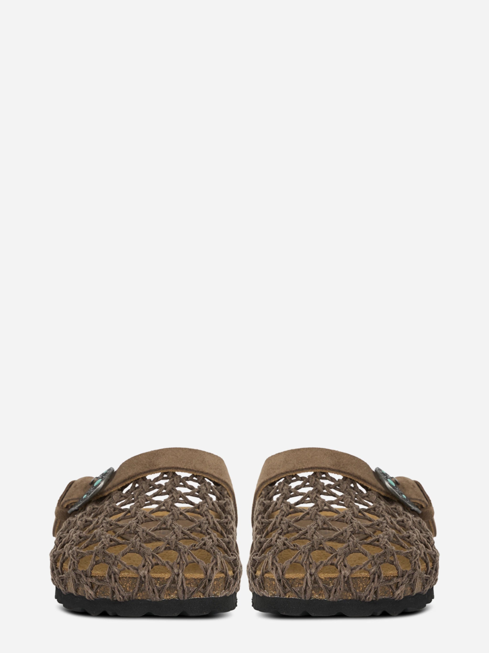 Mules Thais intrecciato marrone