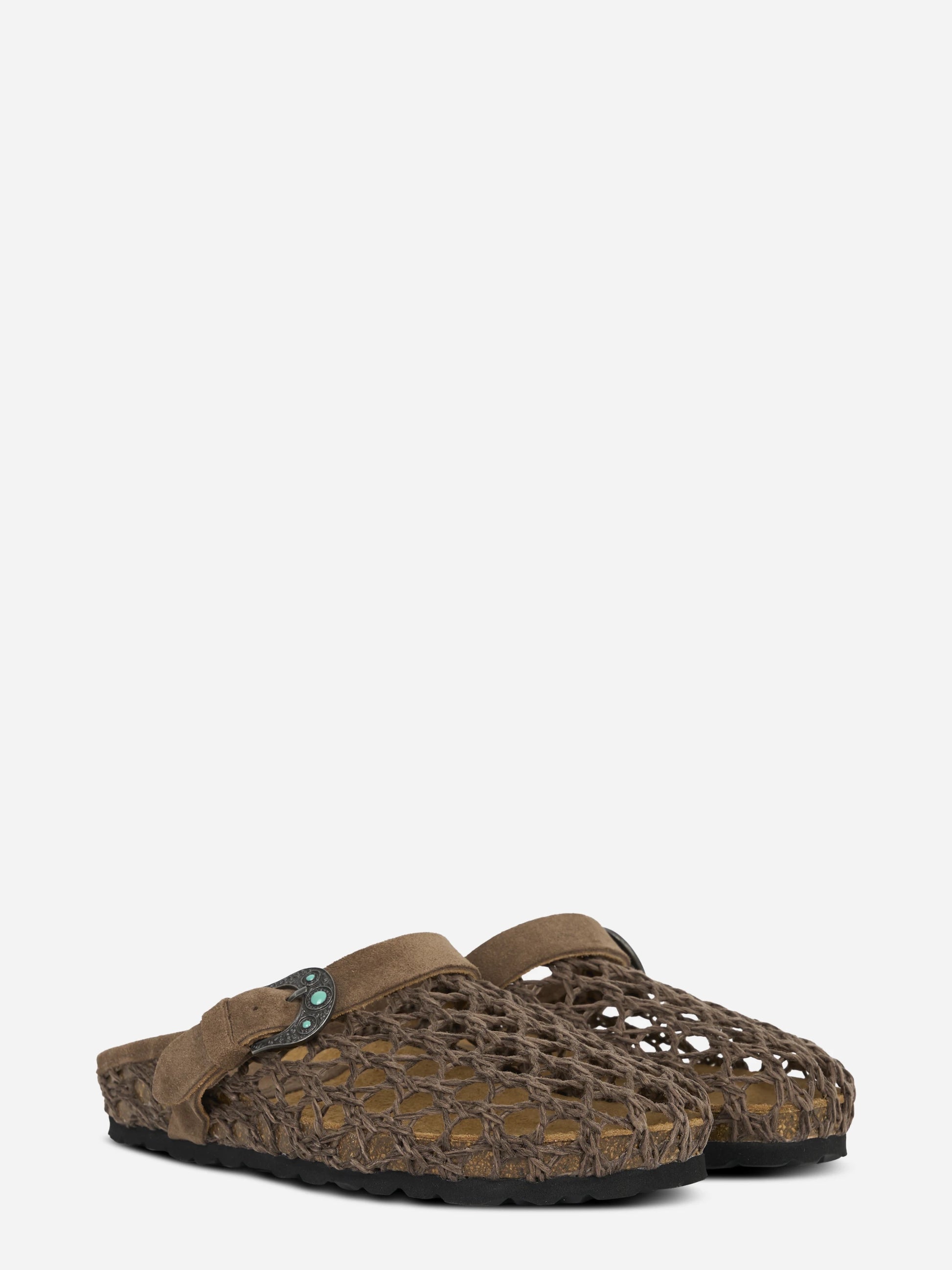 Mules Thais intrecciato marrone