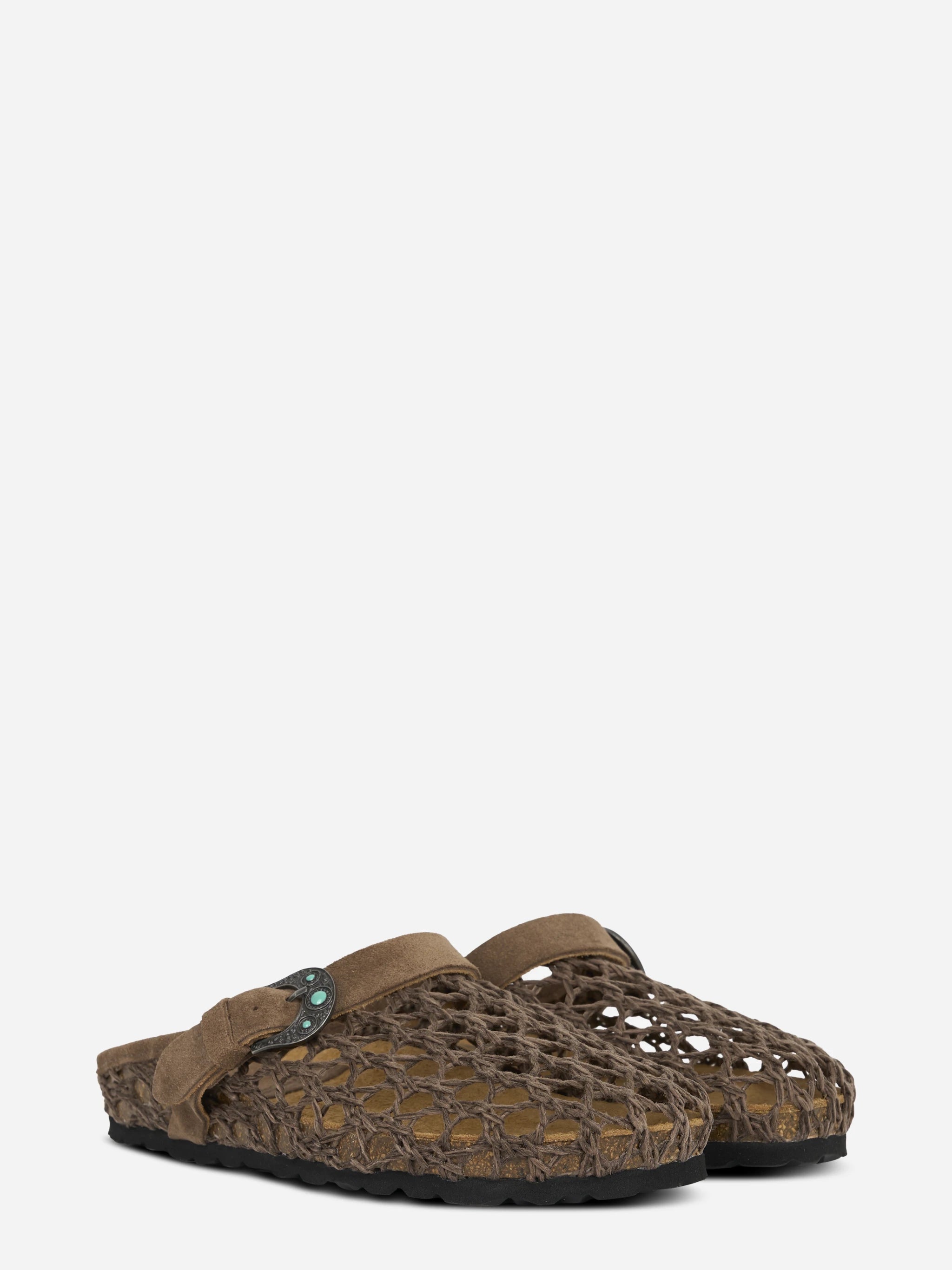Mules Thais intrecciato marrone